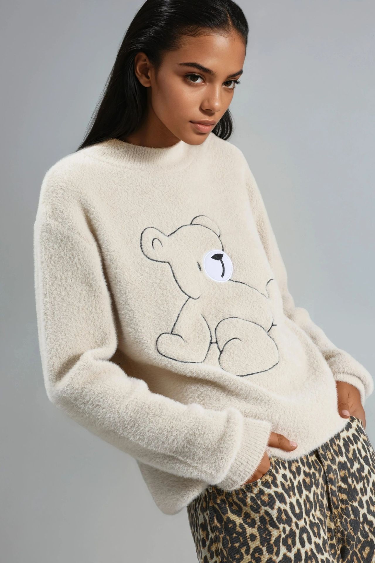MY FASHION Oversize Teddy Bear Plush Sweater 2
