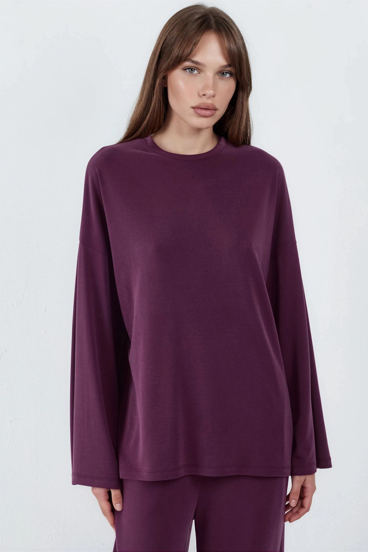 BUSEM Relaxed Fit Crew Neck Long Sleeve Blouse 7
