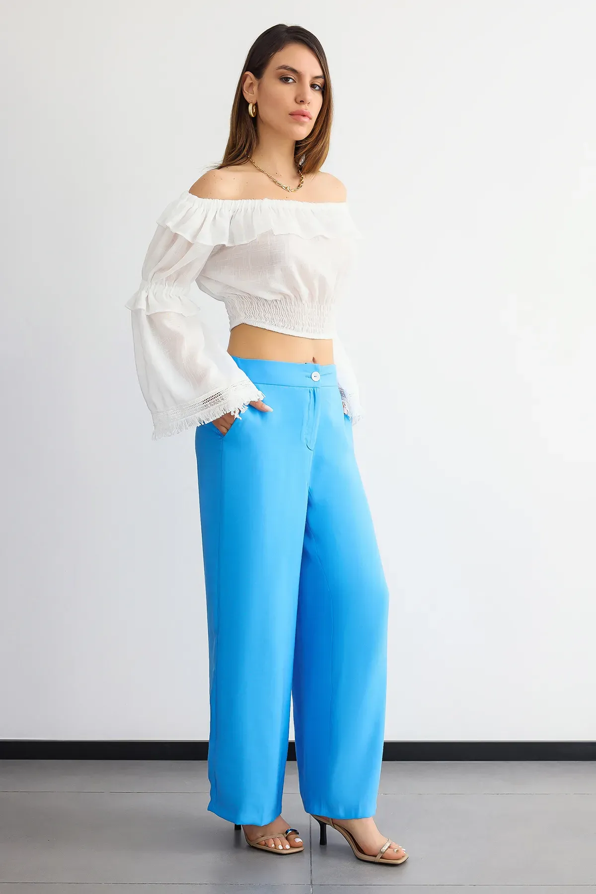 High-Waist Wide-Leg Trousers 4