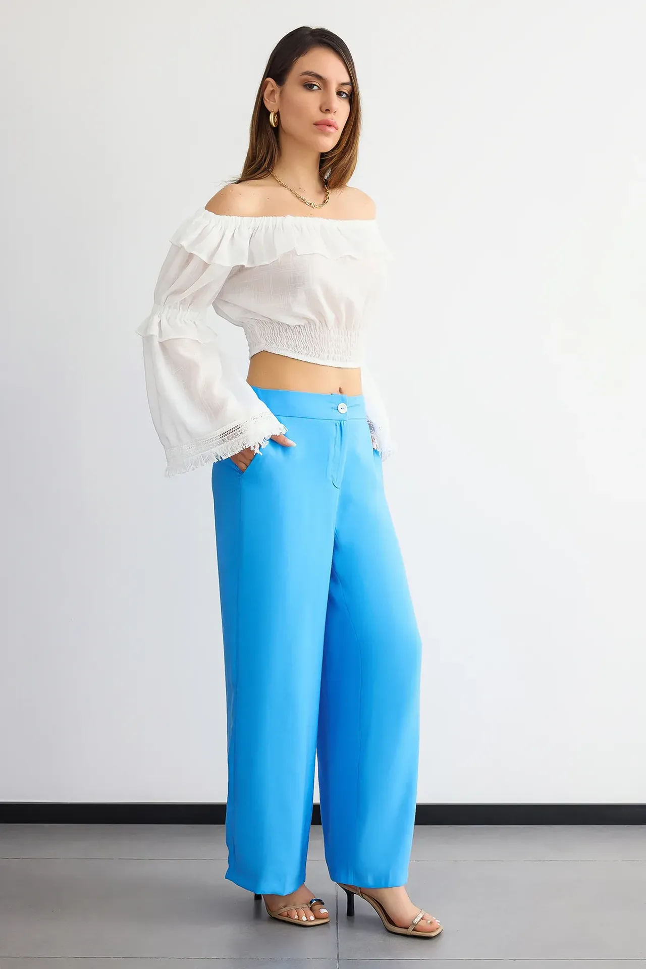 High-Waist Wide-Leg Trousers