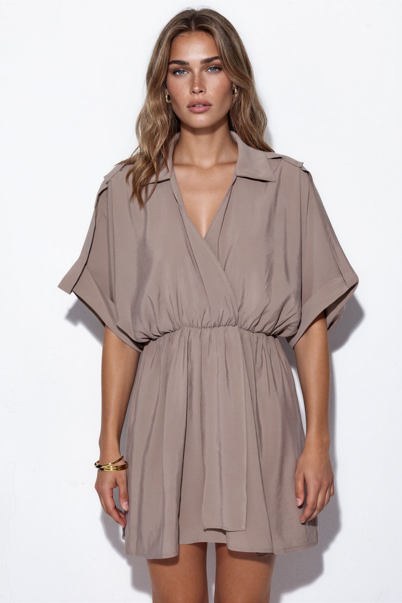 BUSEM Textured Mini Wrap Dress 5