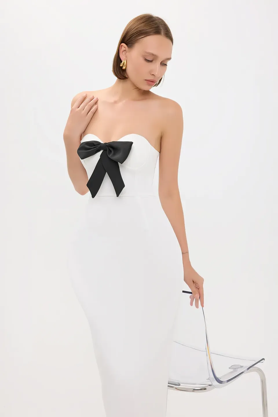 Strapless Maxi Dress with Slit