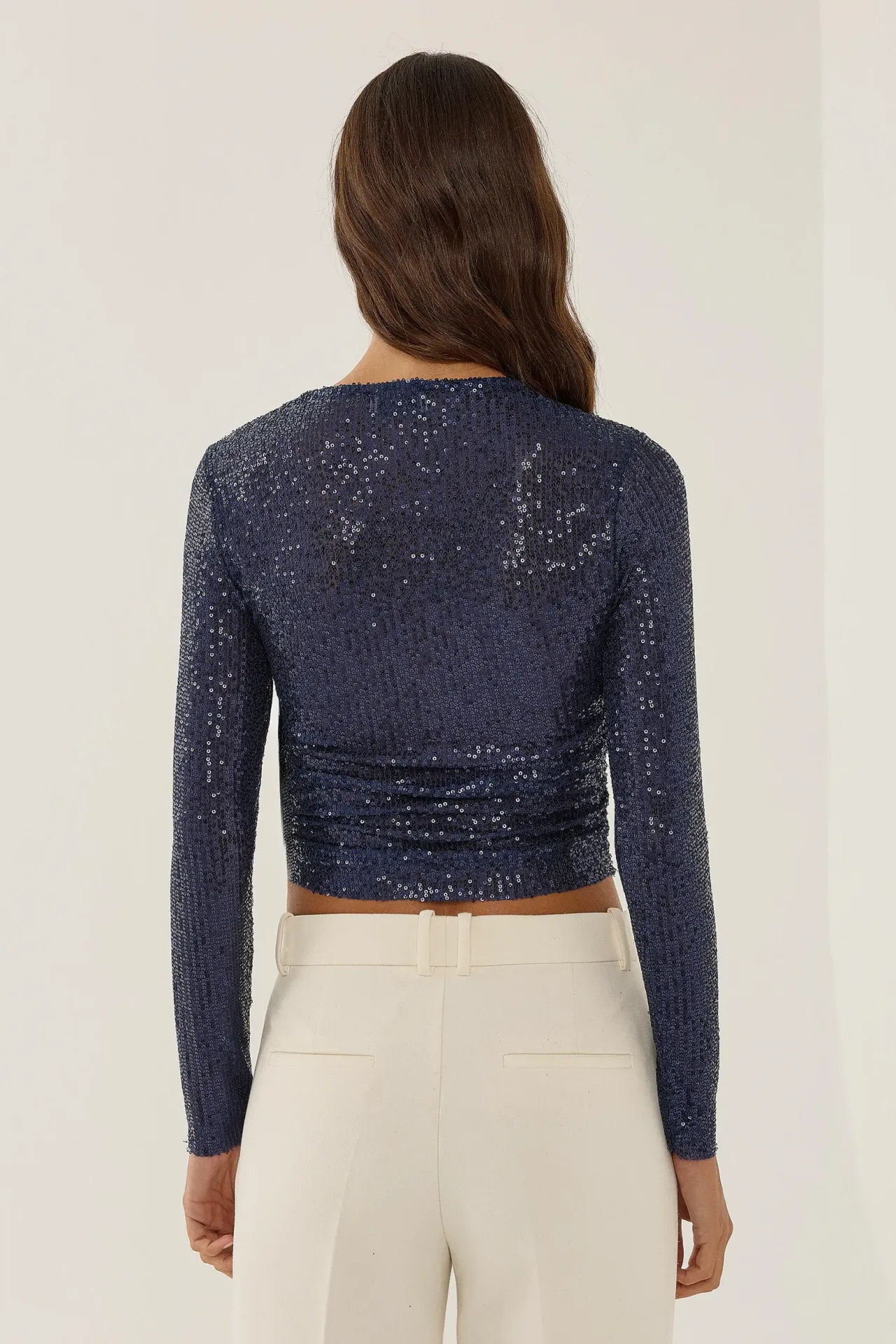 Glam Sequin Crew Neck Blouse