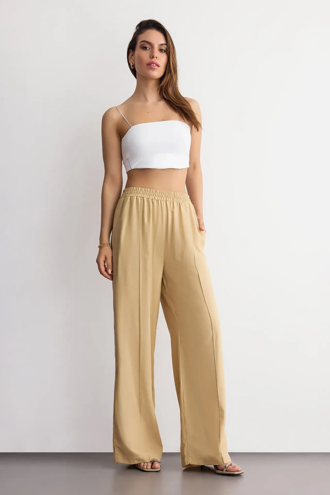 Wide-Leg High-Waist Cotton Trousers