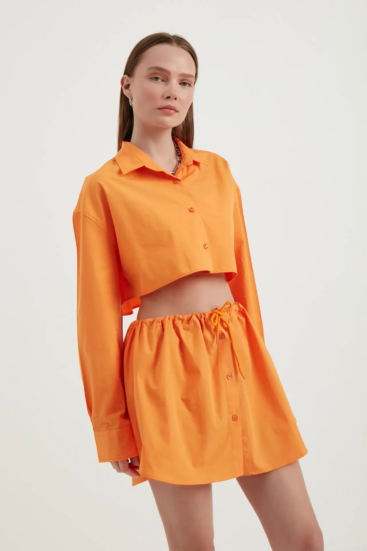 Loose Sleeves Oversized Crop Shirt