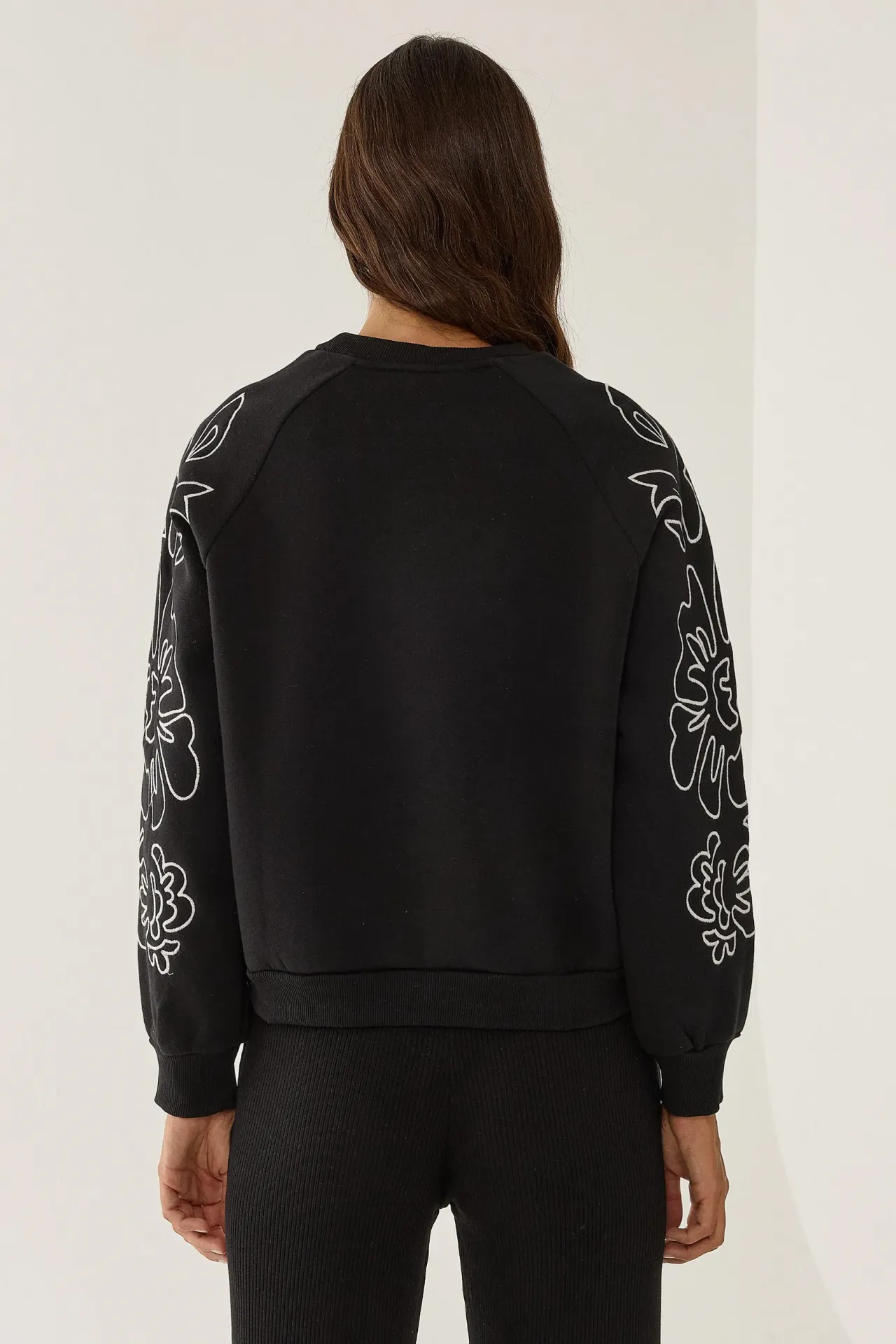 Oversized Embroidered Sleeve Sweatshirt