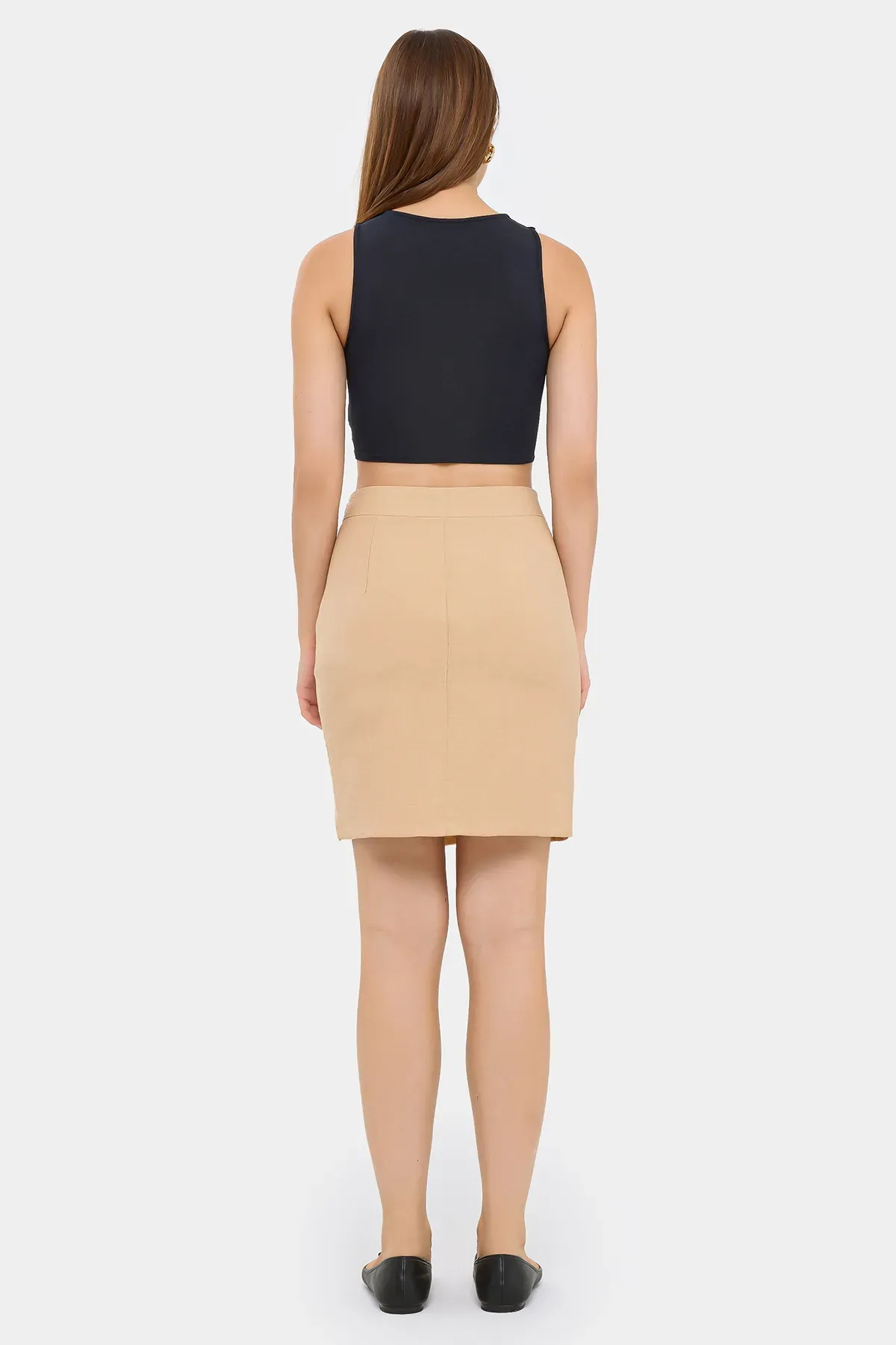 Seamless Hem High-Waist Skirt with Slit 4