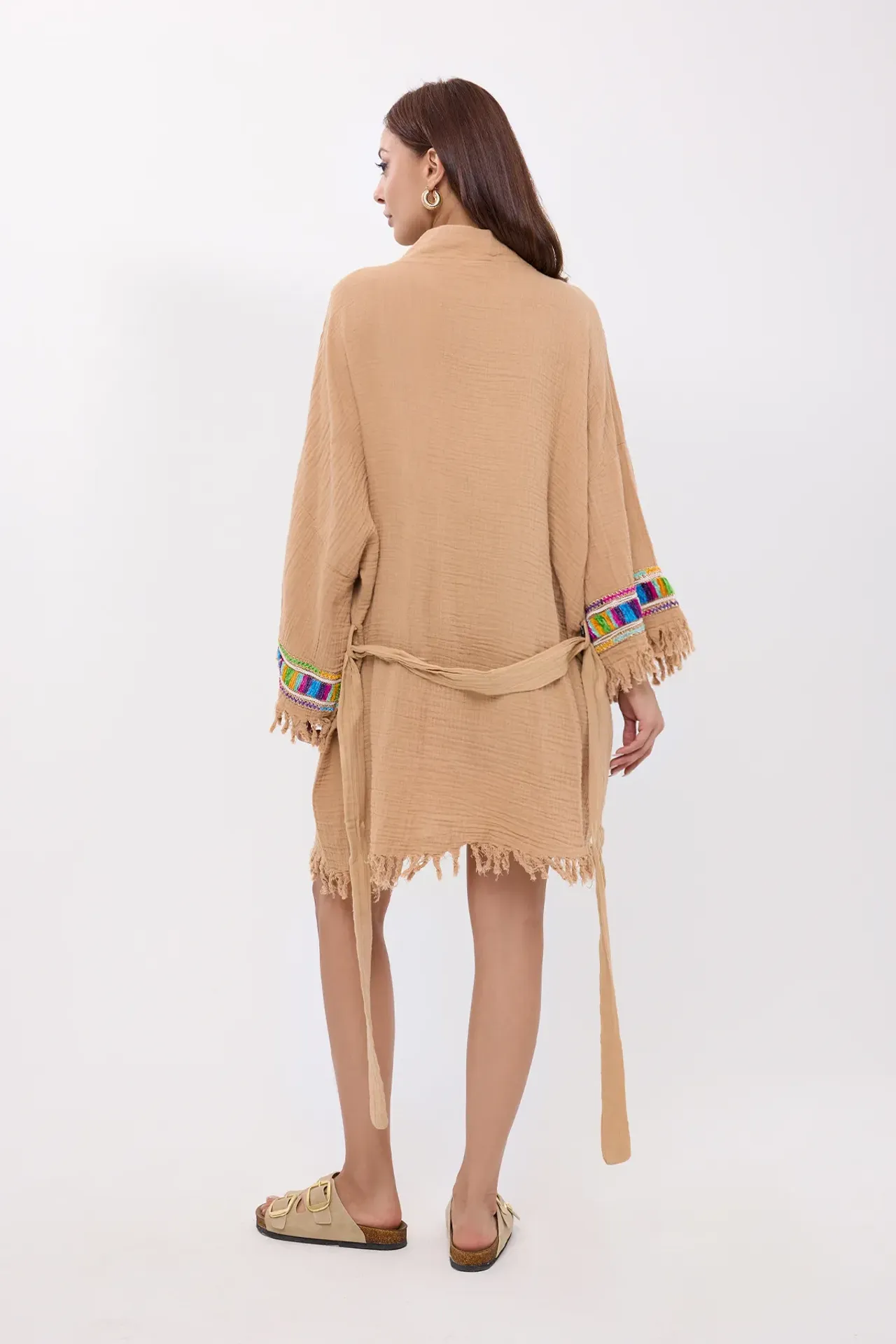 Muslin Long-Sleeve Kimono with Arm Detail