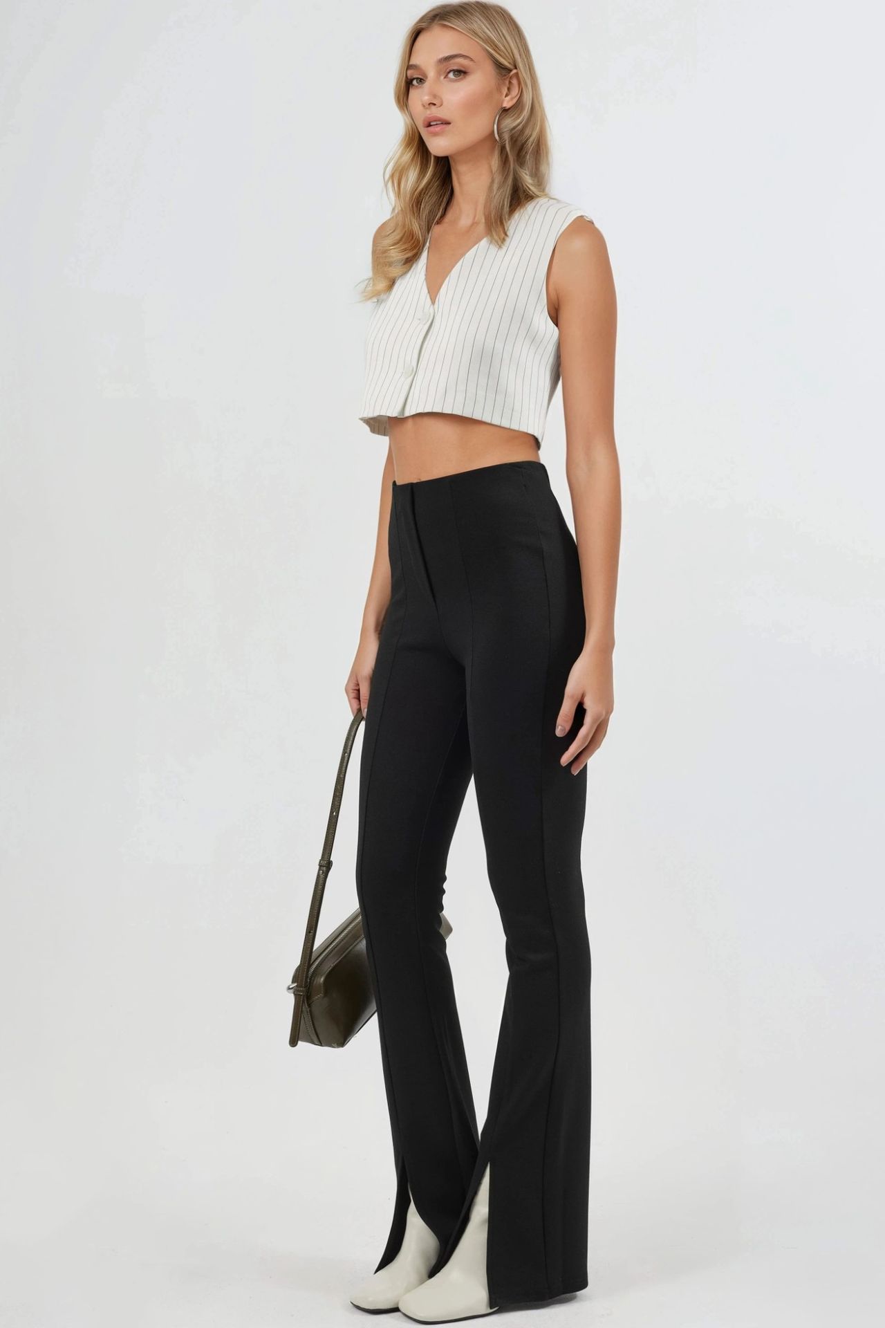 BUSEM High Waist Slit Detailed Flare Leggings 5