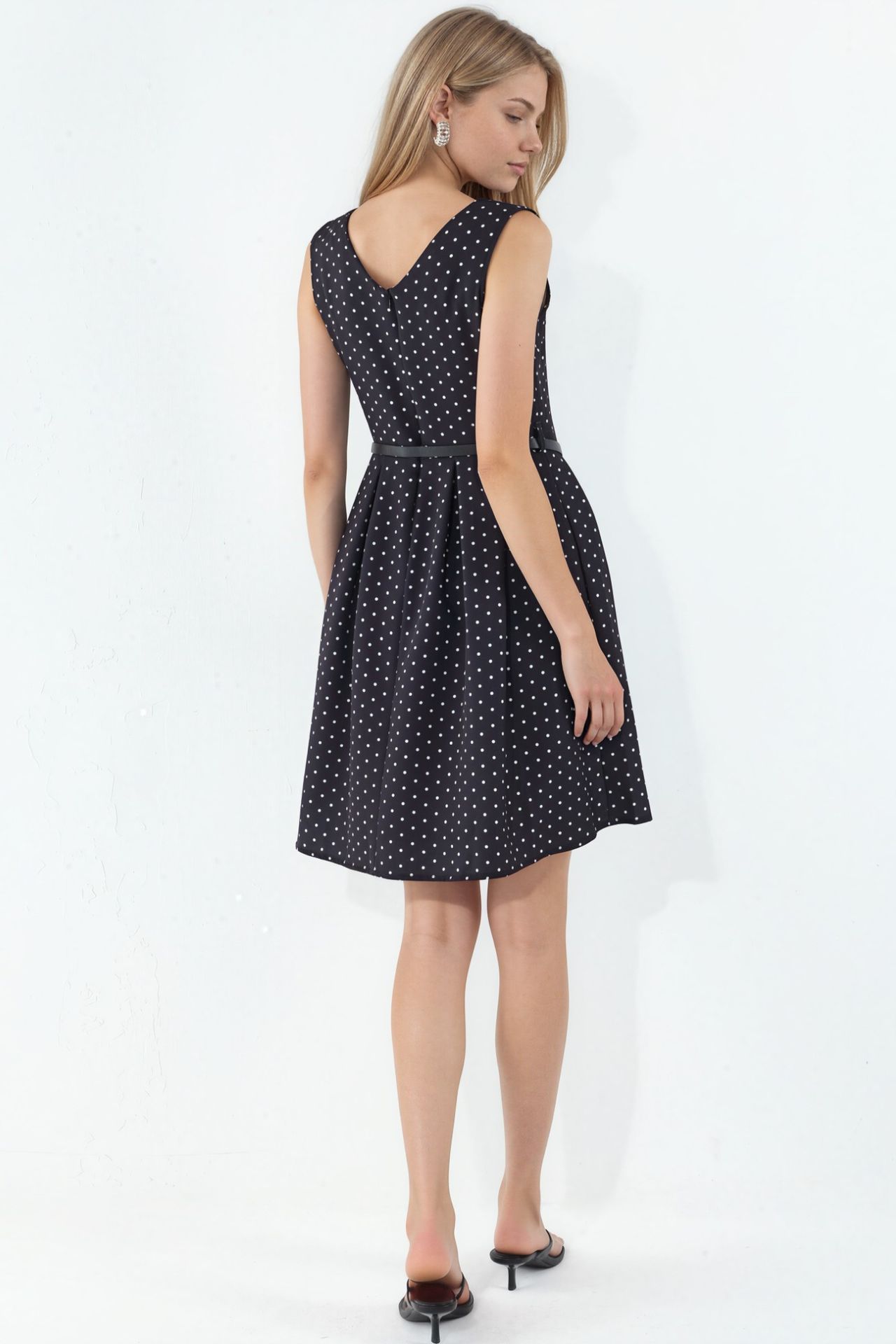 BDART Polka Dot Belted Midi A-Line Dress 4