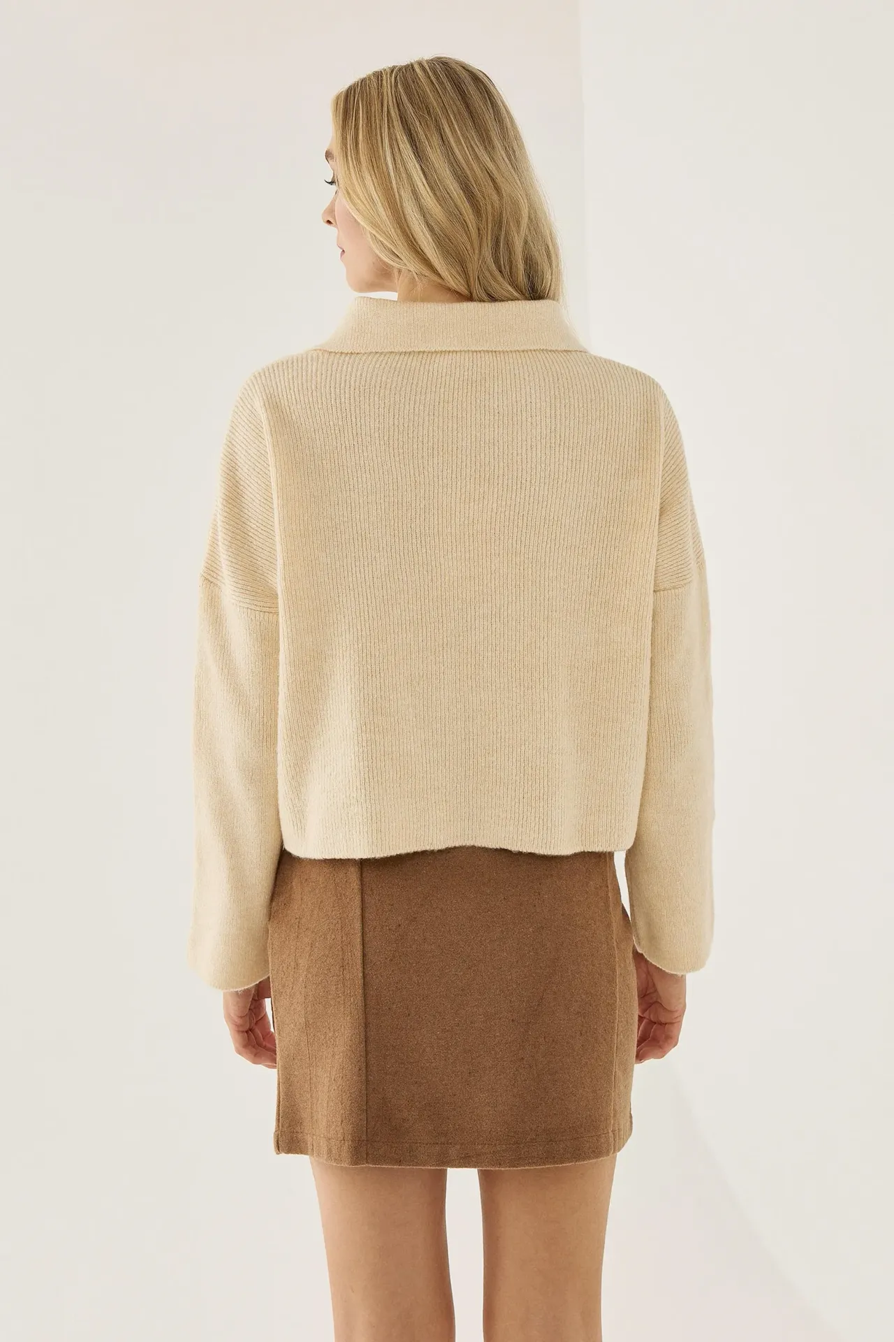 Relaxed Fit Shirt Collar Sweater