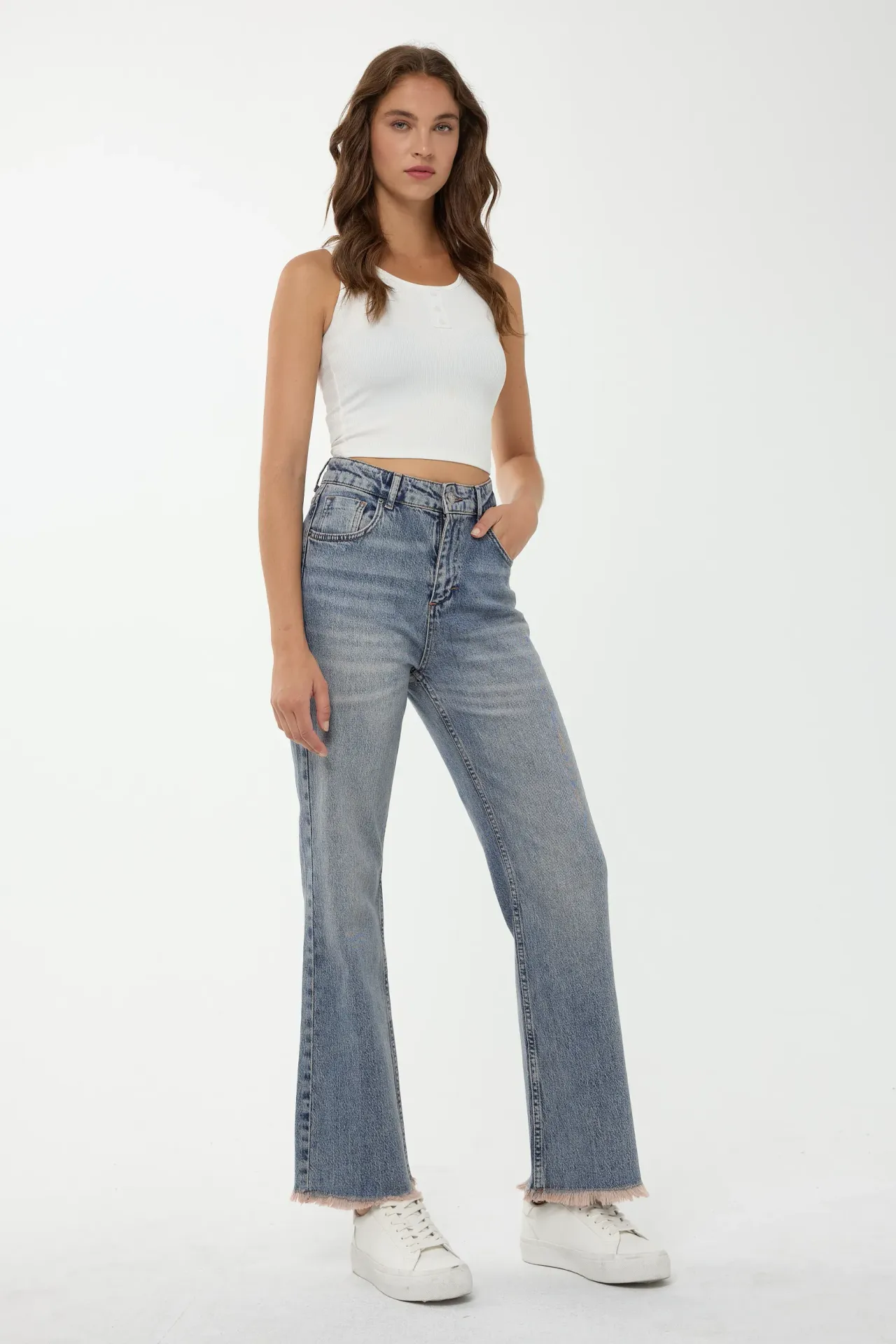 High Waist Boot Cuff Jeans