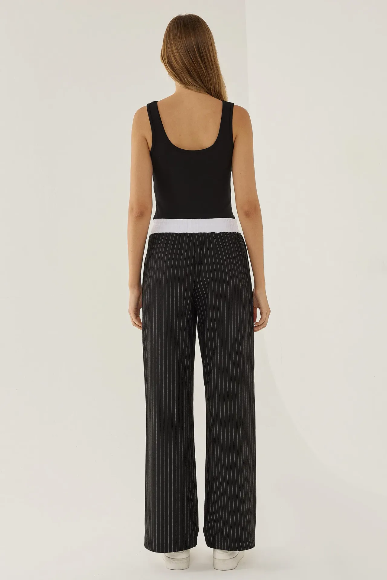 Elastic Waist Striped Pants