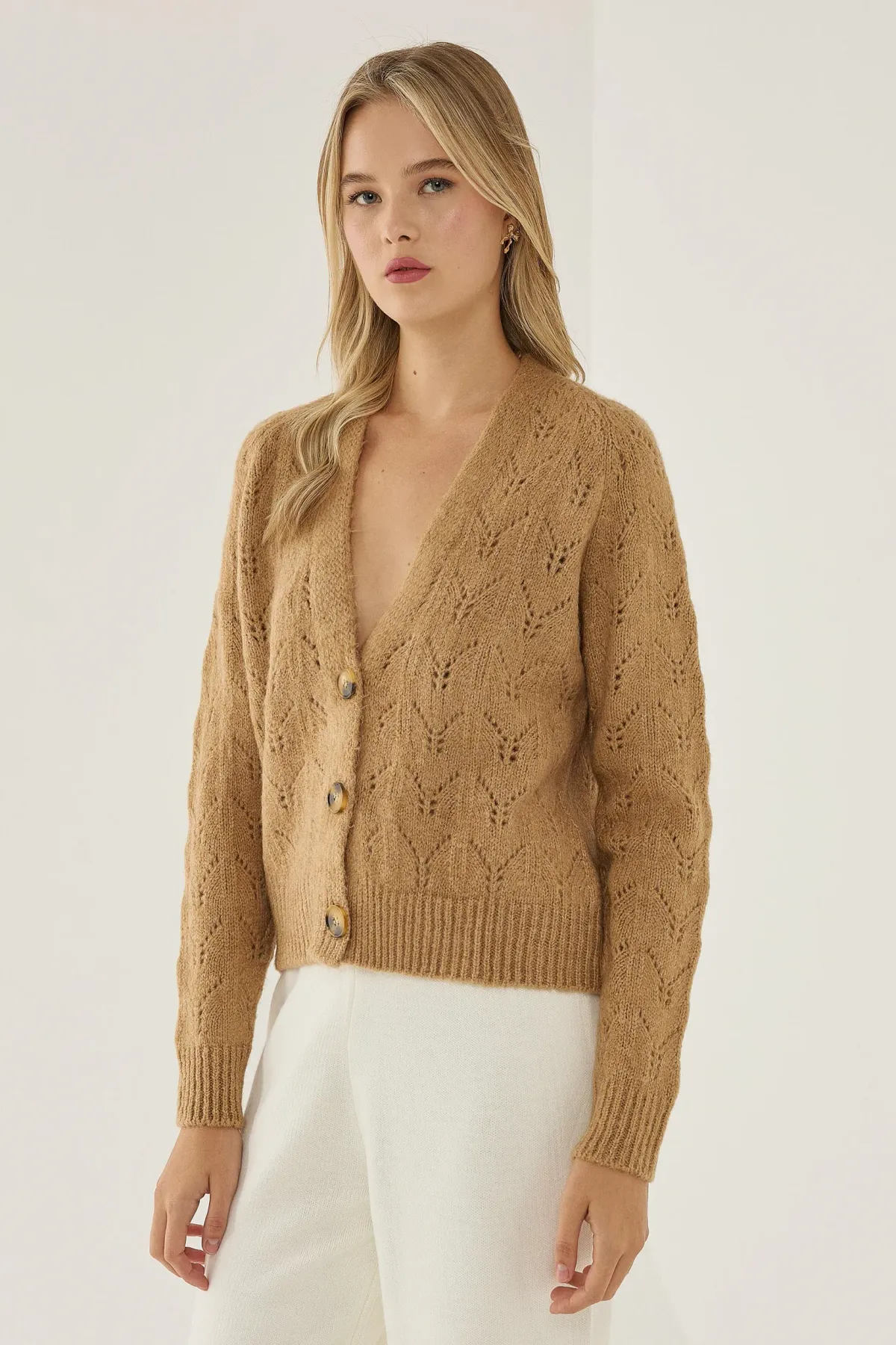V-Neck Relaxed Fit Knit Cardigan 2