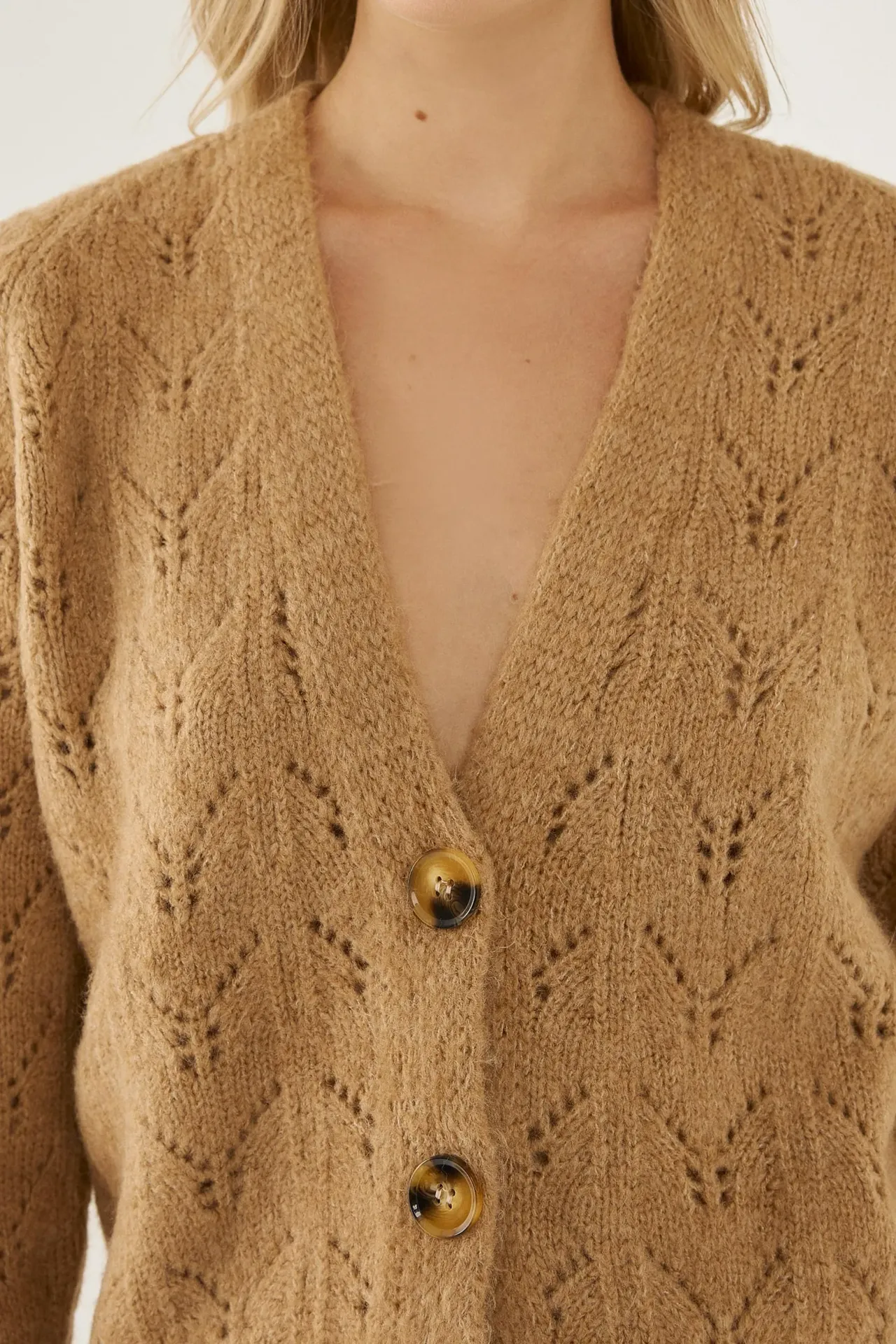 V-Neck Relaxed Fit Knit Cardigan