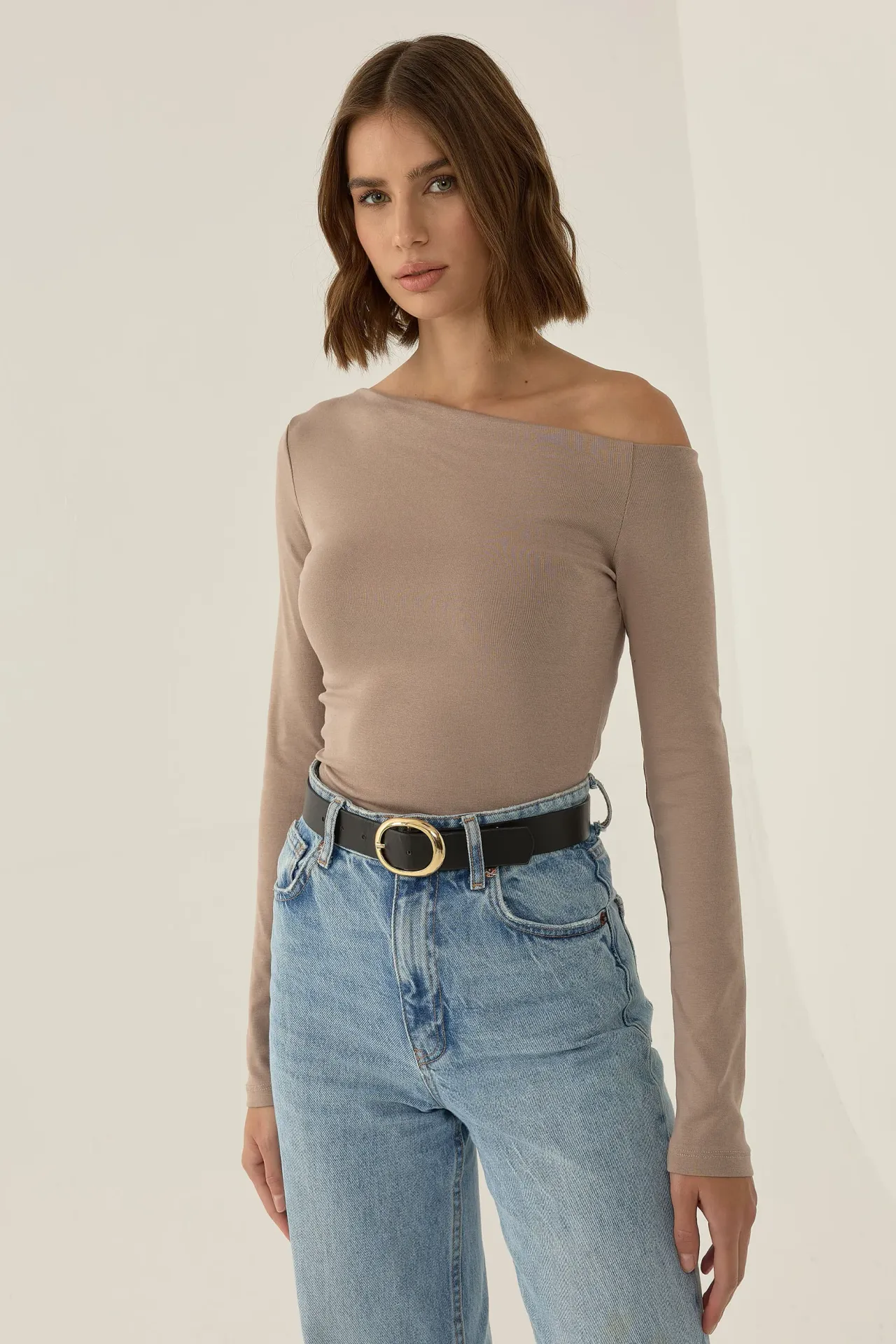 Asymmetrical Collar Knitted Top