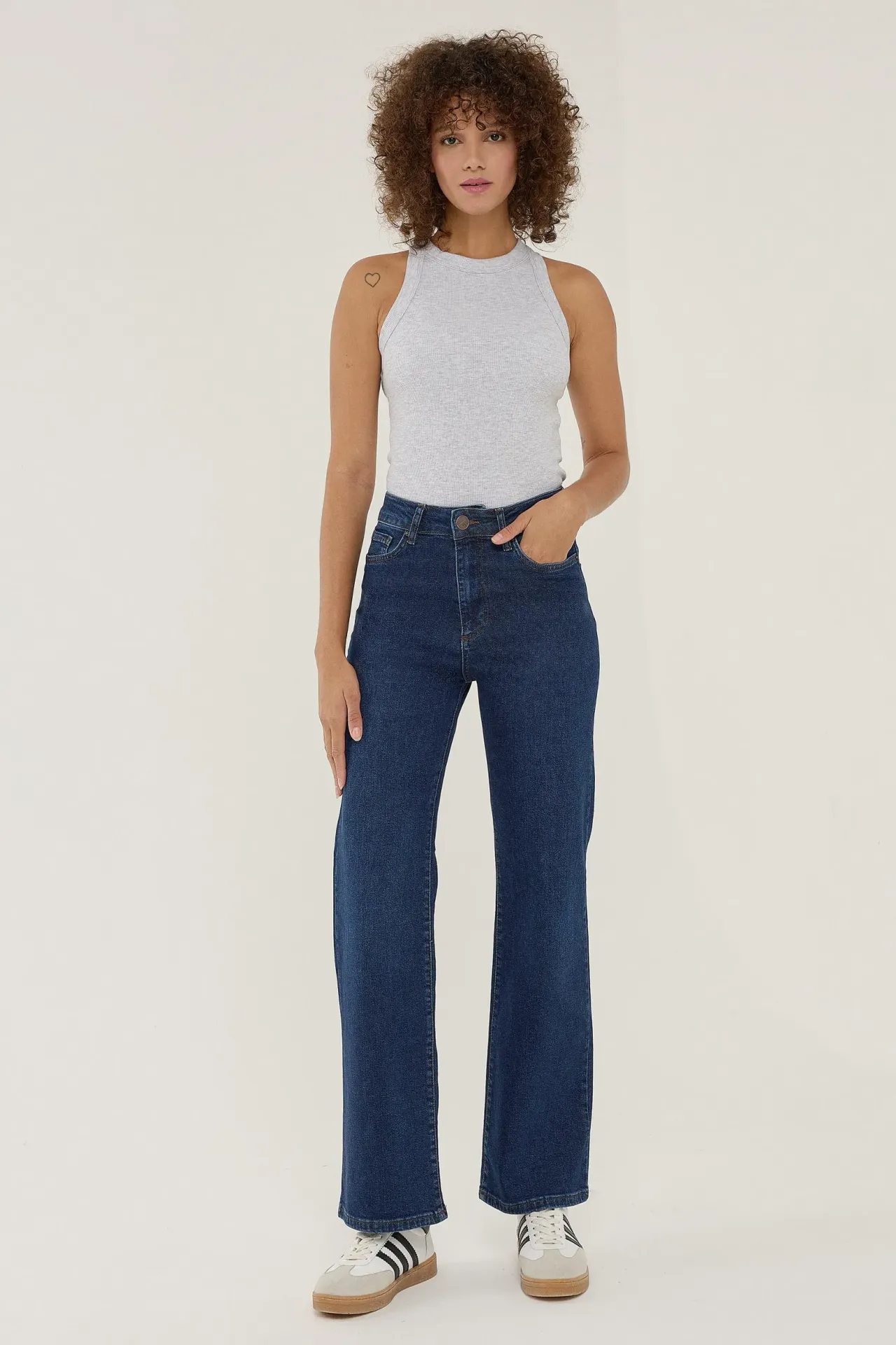 High Waist Straight Leg Denim Jeans