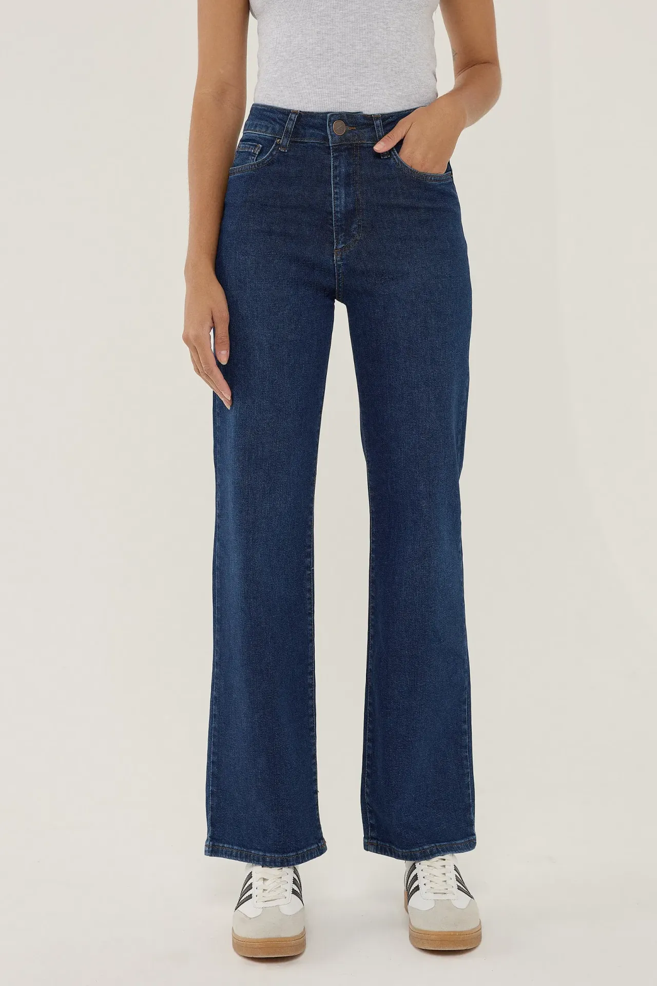 High Waist Straight Leg Denim Jeans