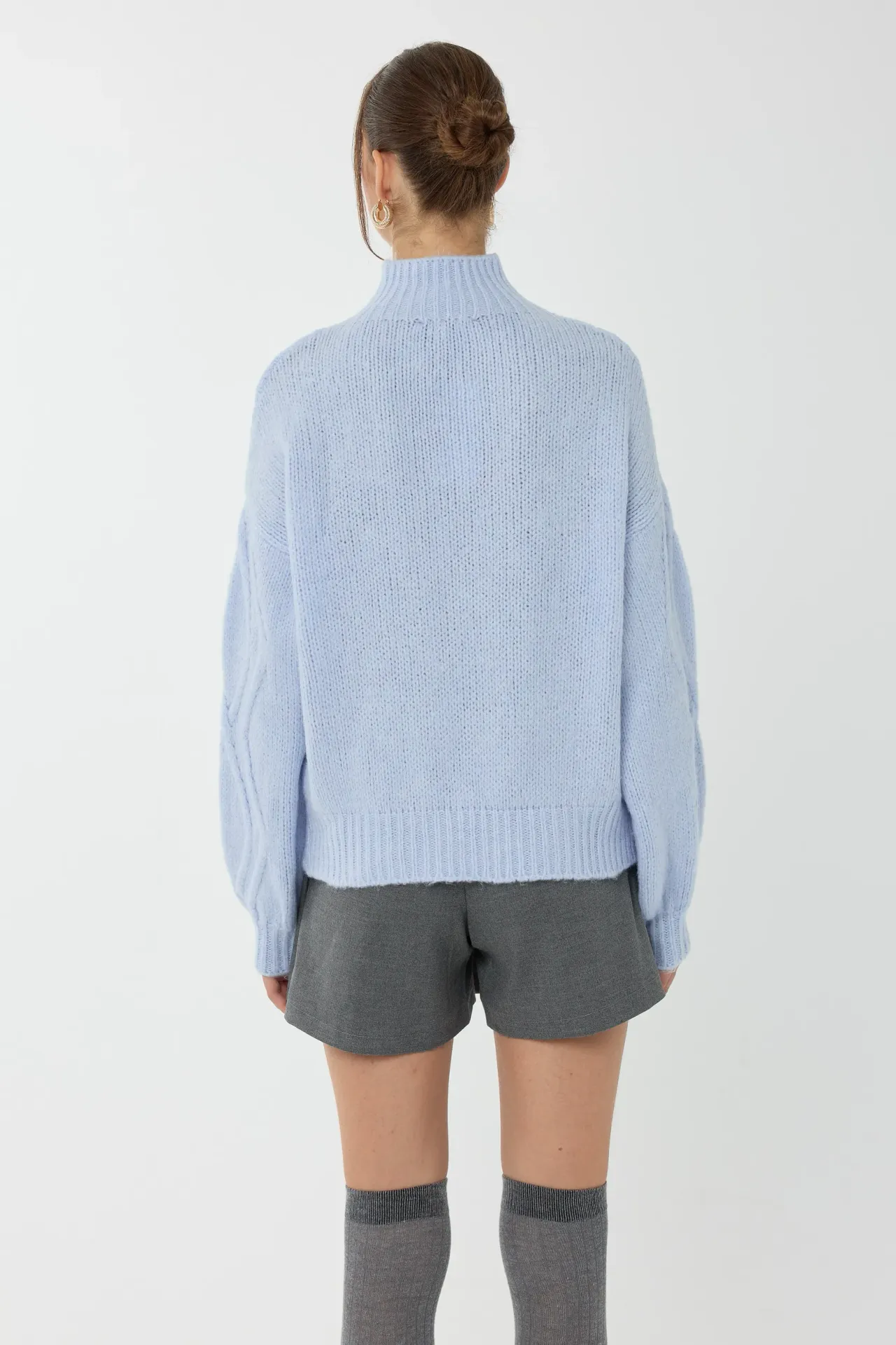 Textured Oversized High-Neck Sweater