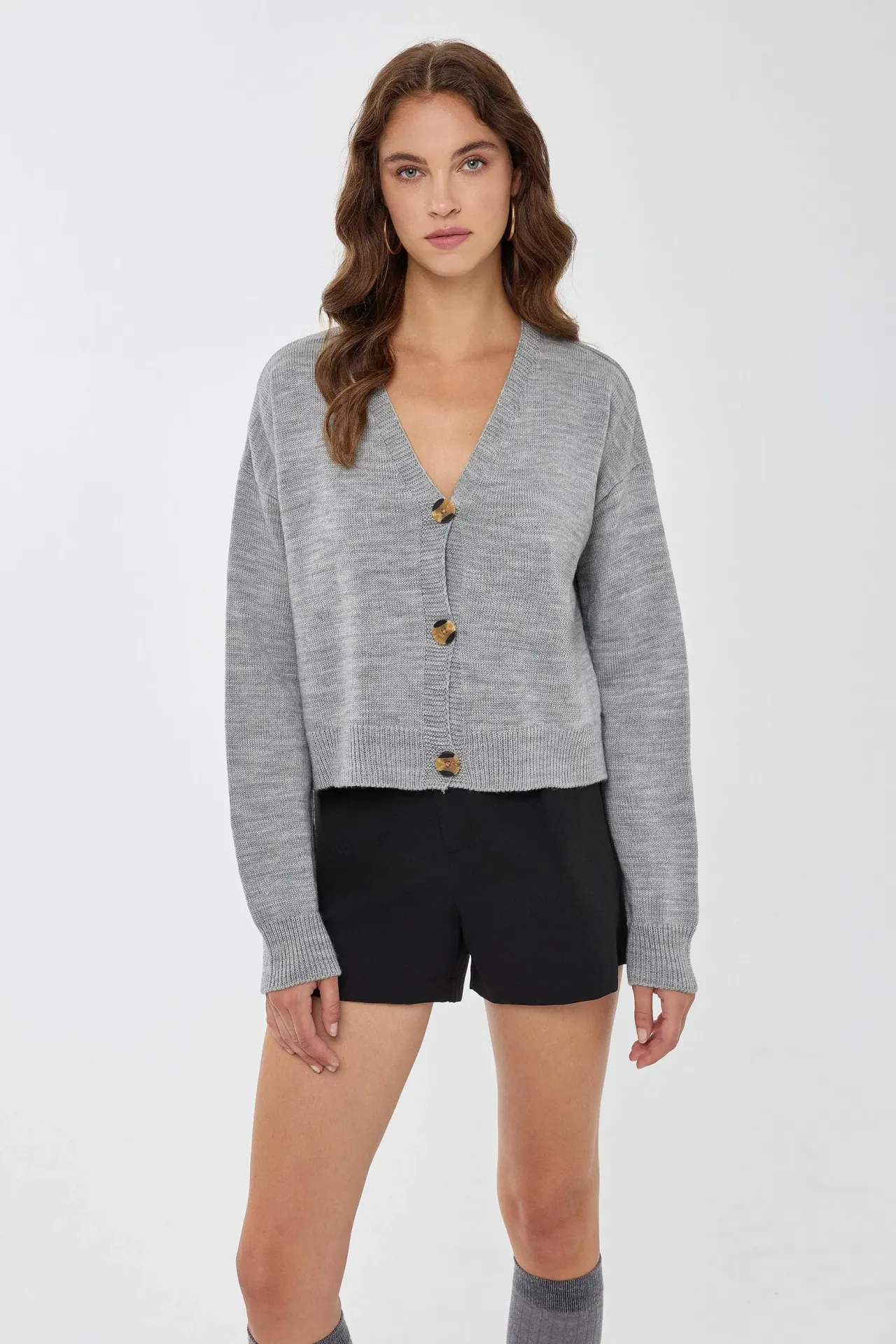 Relaxed Fit V-Neck Knit Cardigan