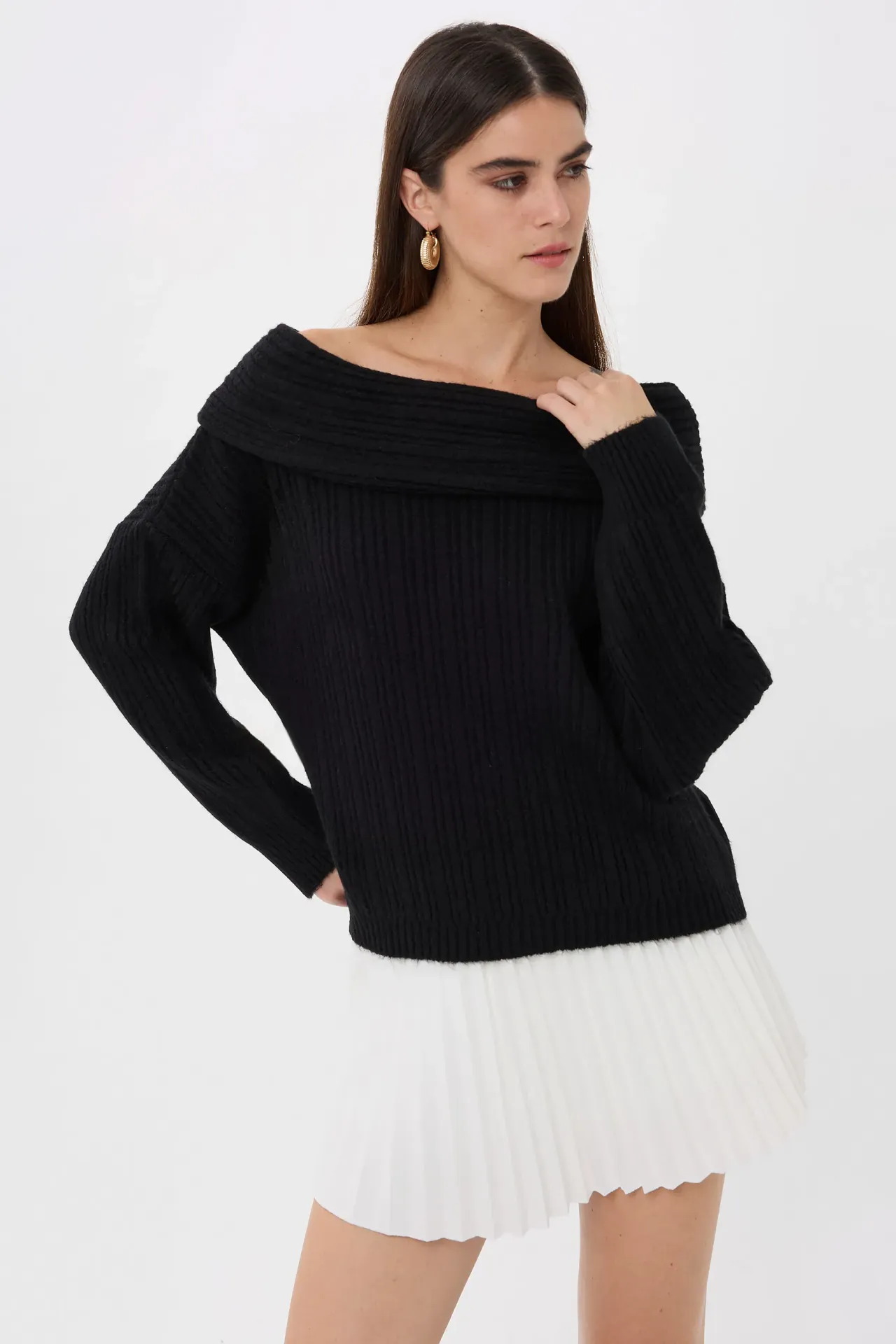 Off-Shoulder Knitted Sweater