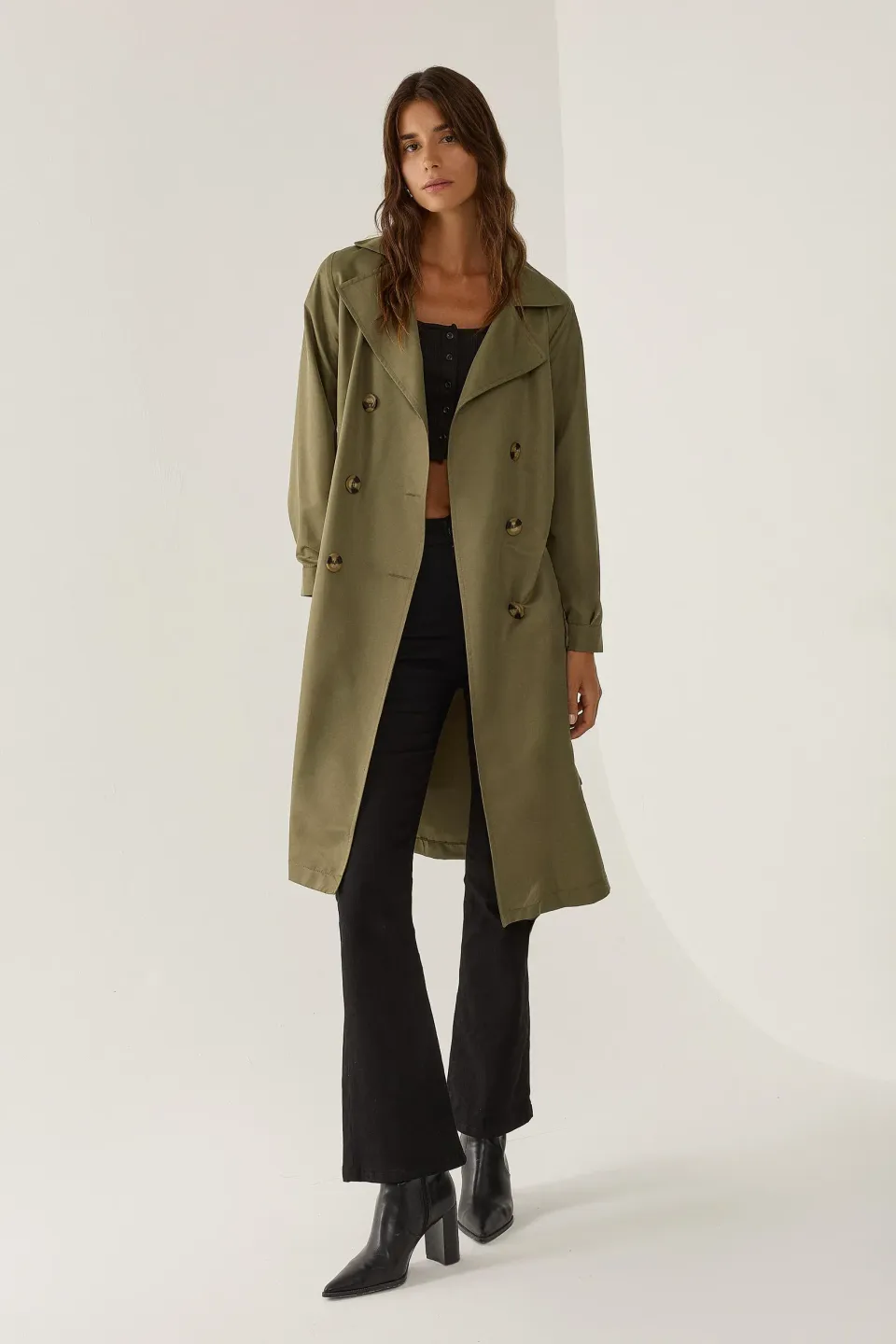 Buttoned Light Trenchcoat with a Belt