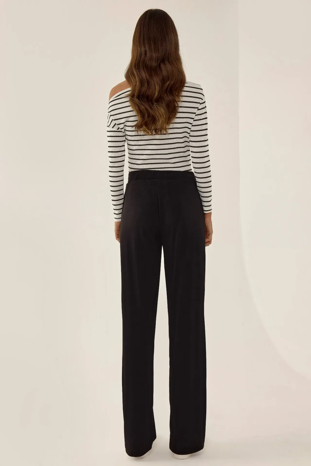 Wide Leg Flexible Elastic Waist Trousers