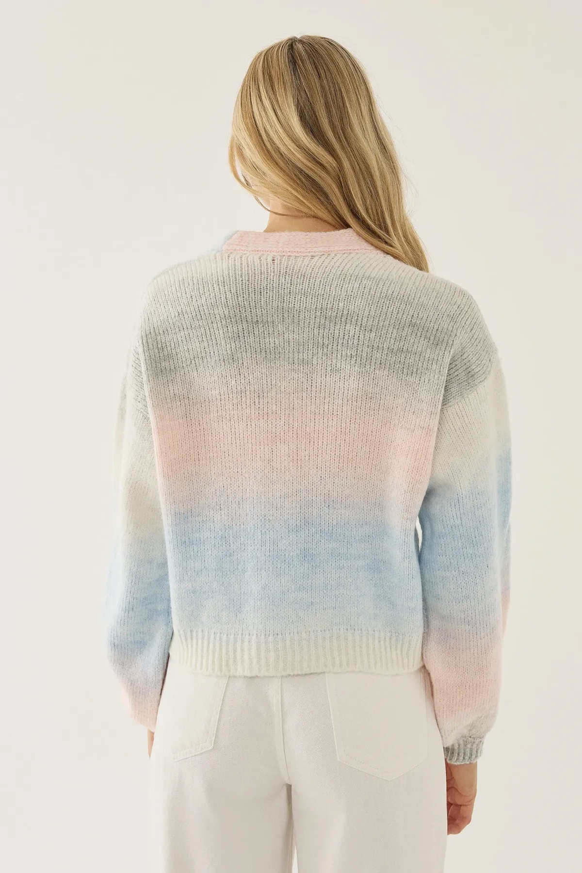 Gradient V-Neck Relaxed Fit Cardigan 4