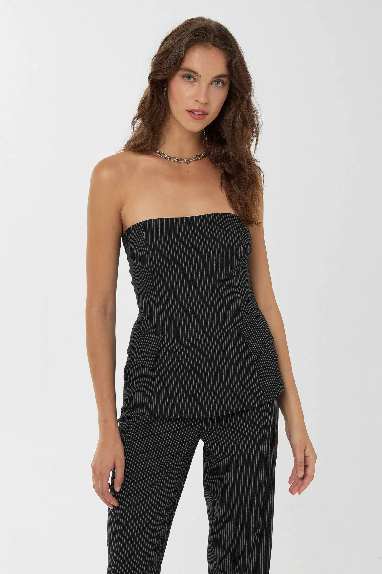 Striped Strapless Top