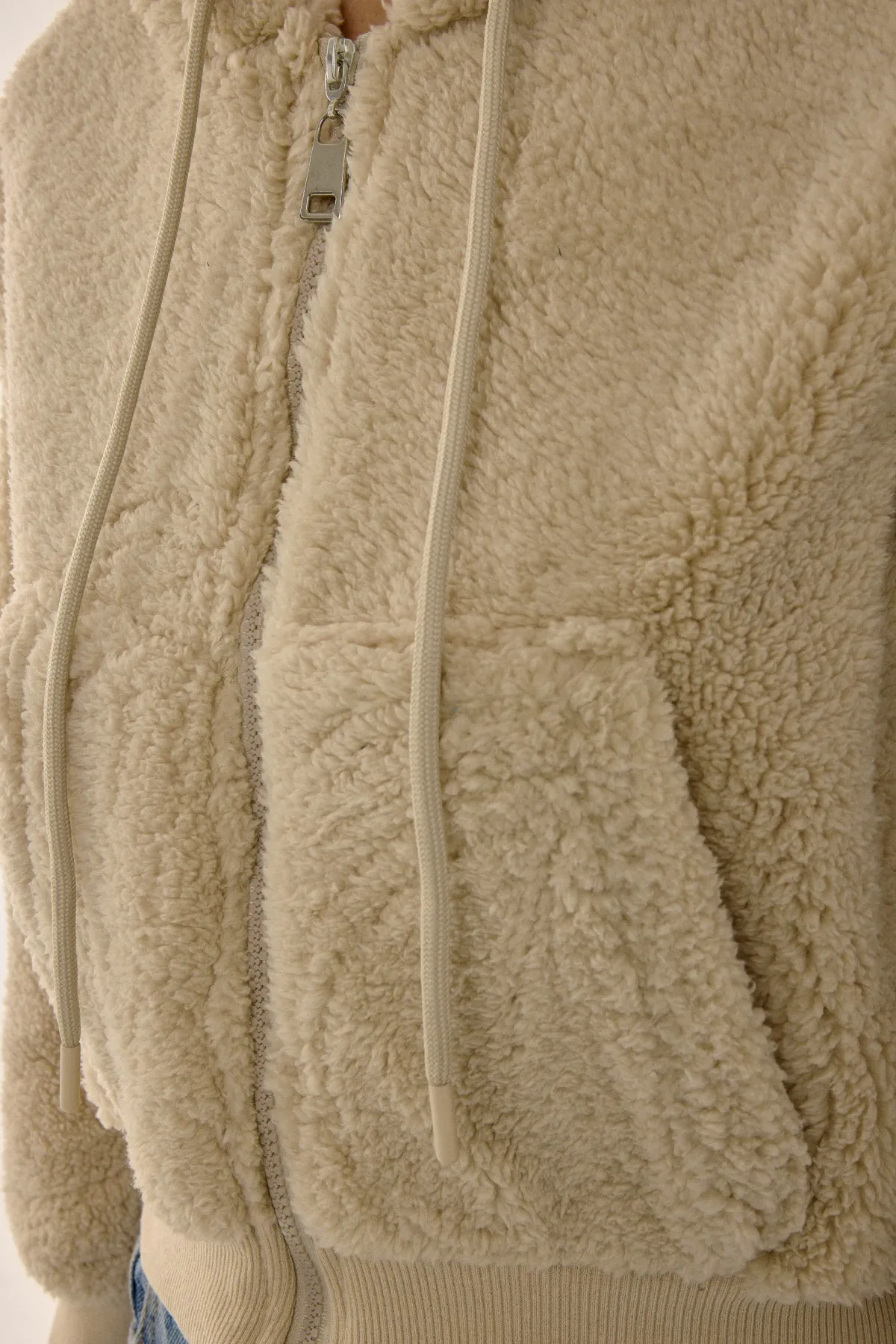 Plush Crop Jacket with Zipper Collar 6