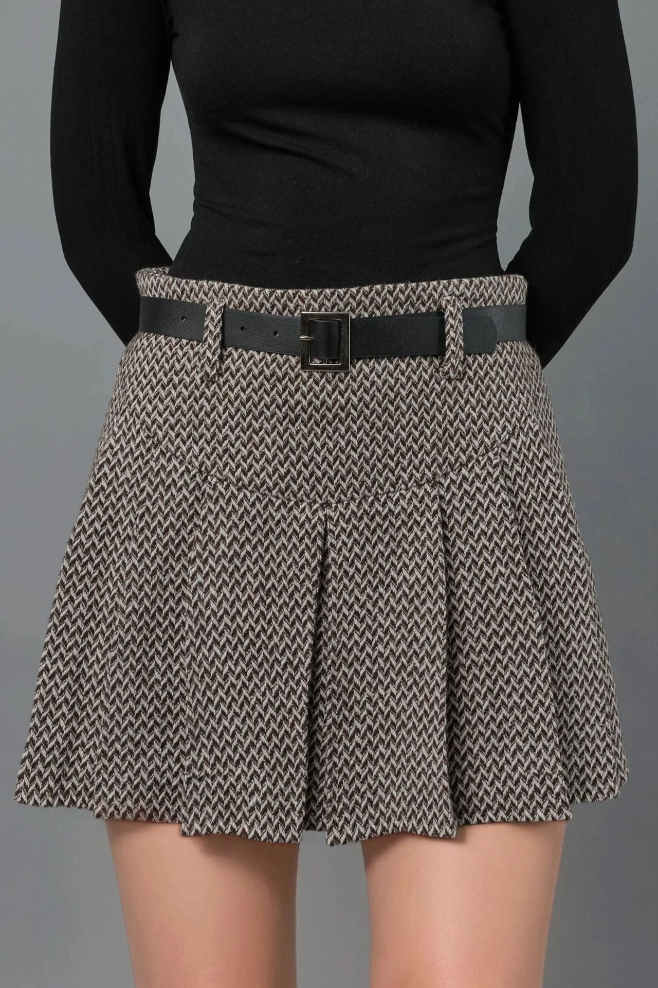 High Waist Pleated Mini Skorts 1