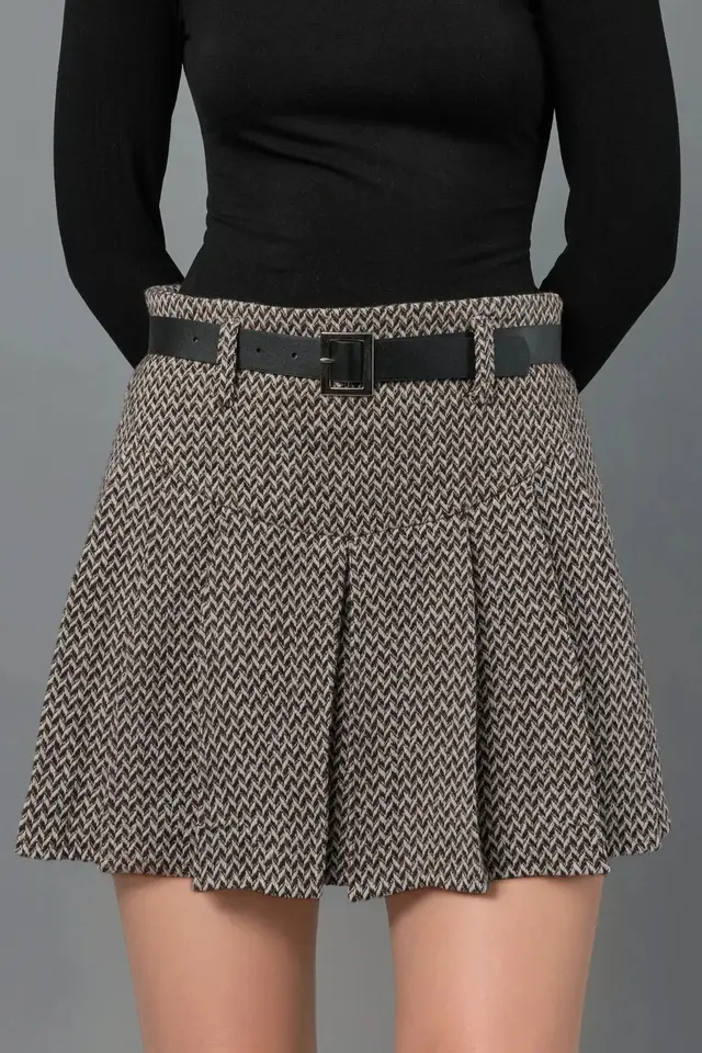 High Waist Pleated Mini Skorts