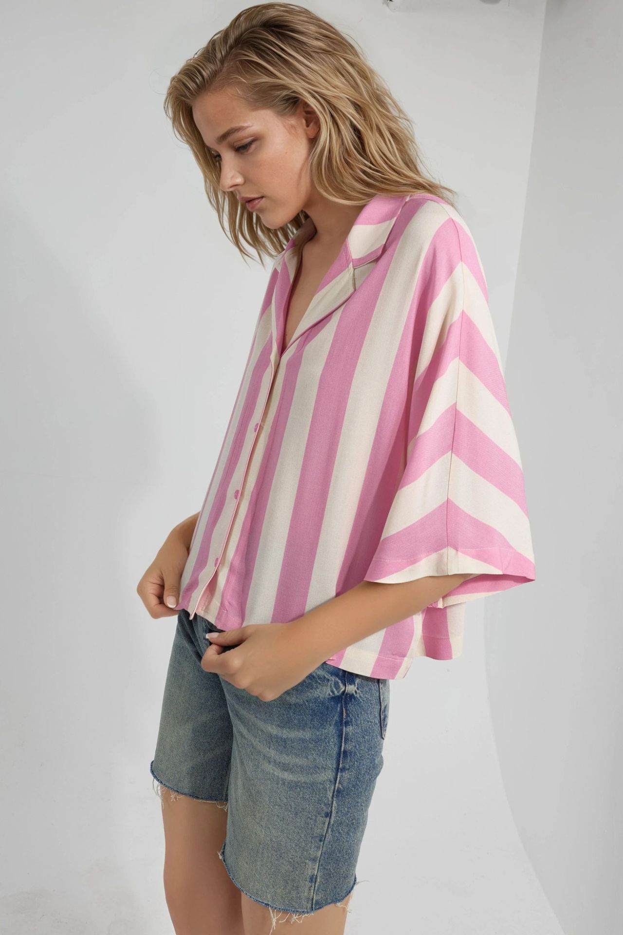 BUSEM Relaxed Fit Striped Button-Up Shirt 6