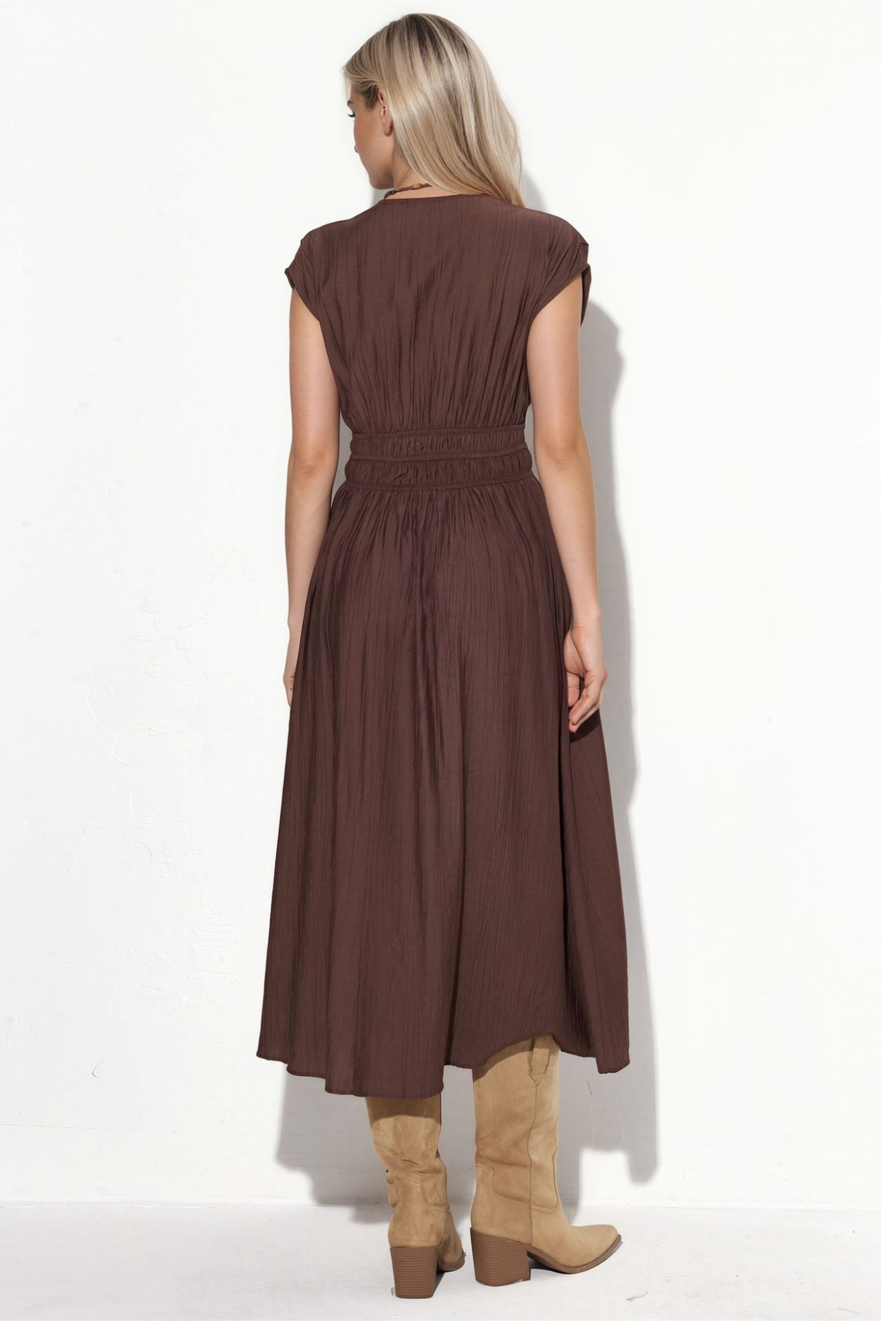 BUSEM Textured V-Neck Midi Dress 3