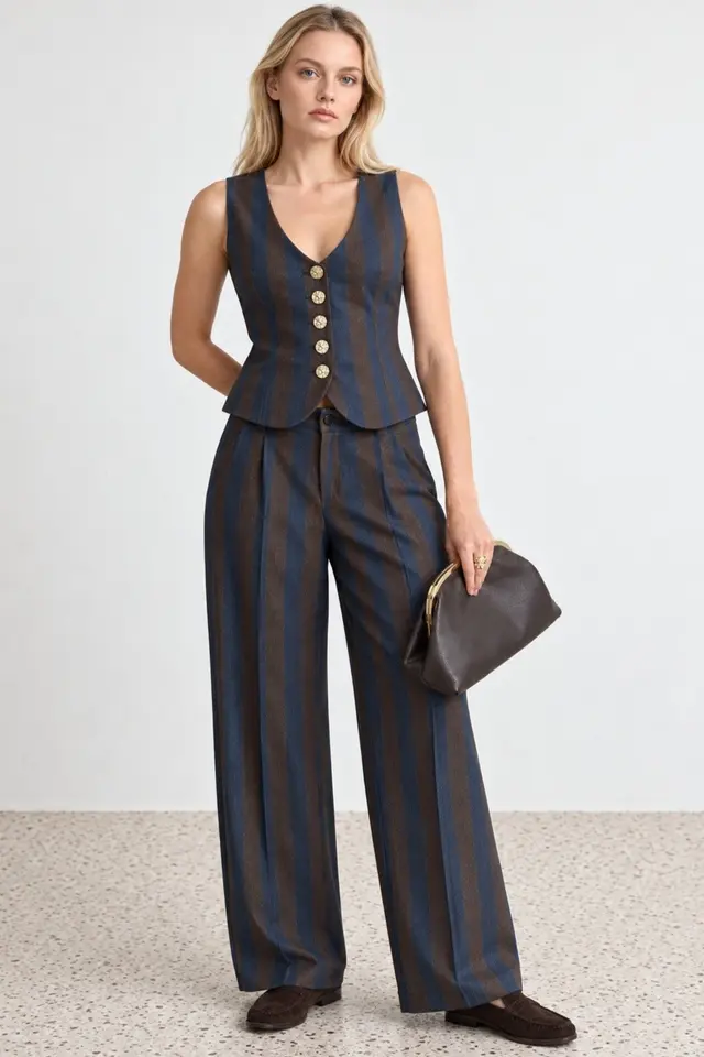 Striped Straight Leg Pants