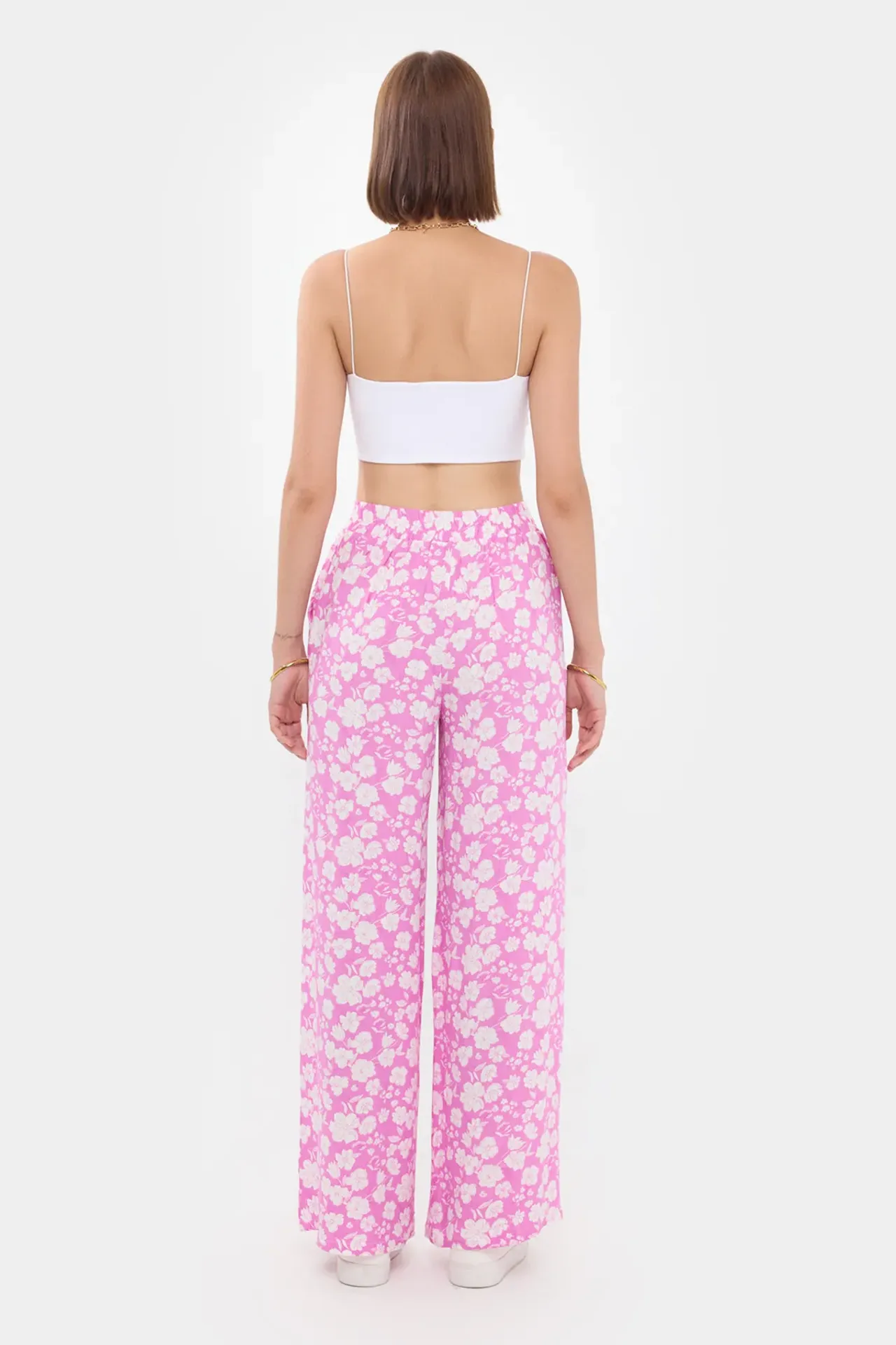 High-Waisted Floral Trousers