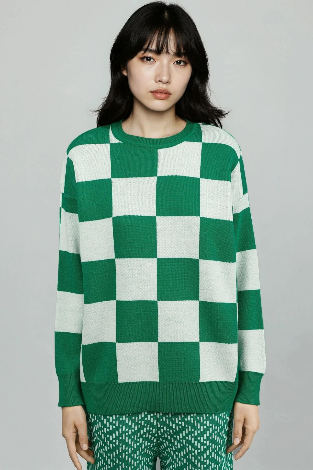 MY FASHION Plaid Ribbed Knit Sweater with Comfort Fit 6
