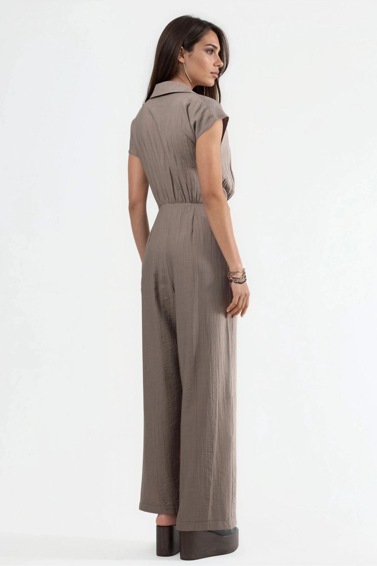 BUSEM Wide Leg Buttoned Shirt Collar Jumpsuit 3