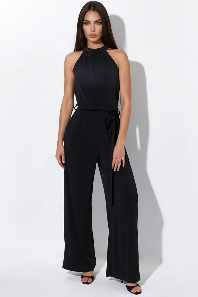 Wide Leg Halter Neck Jumpsuit
