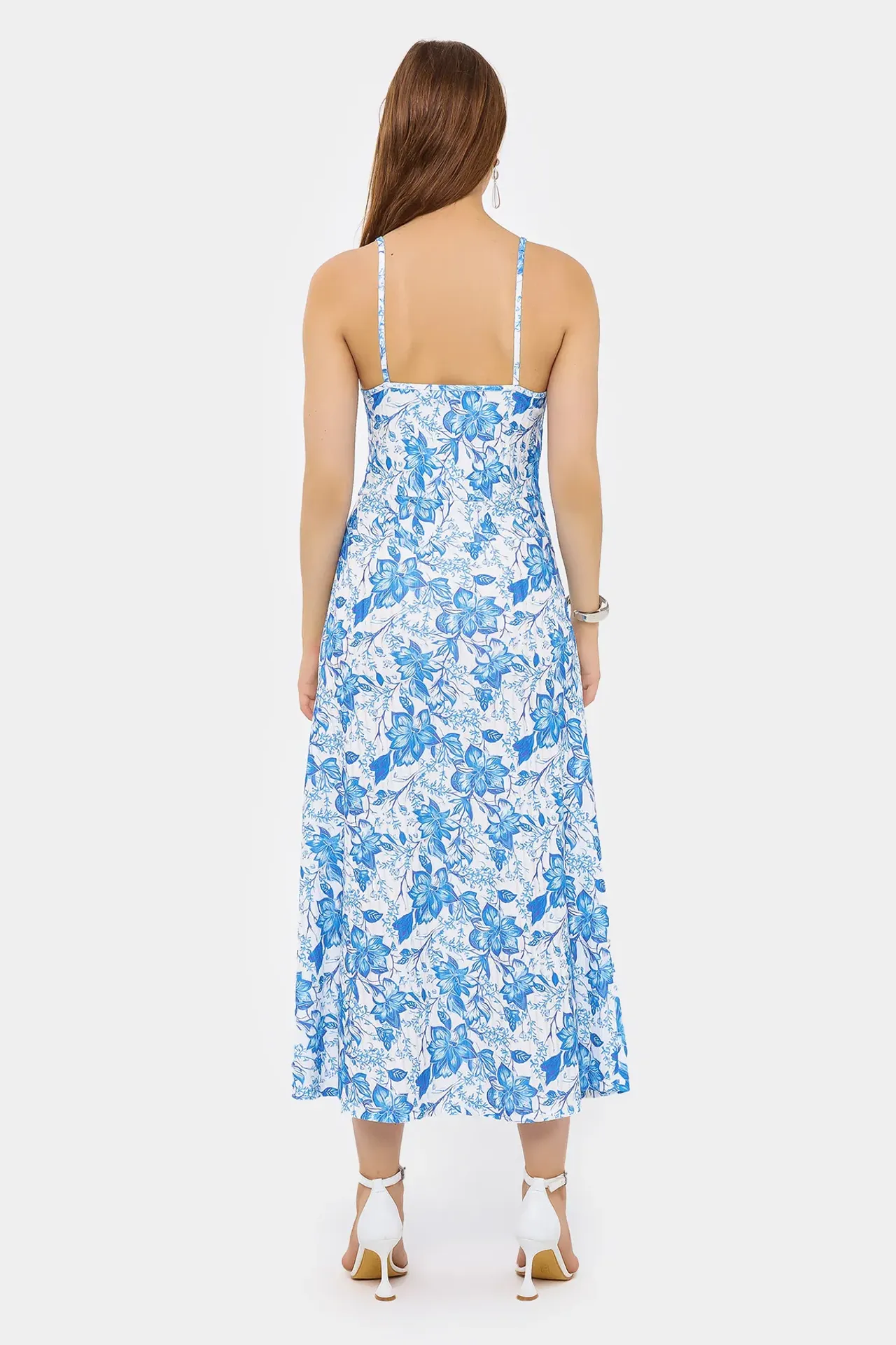 Floral Woven Midi Dress with Tie-Front