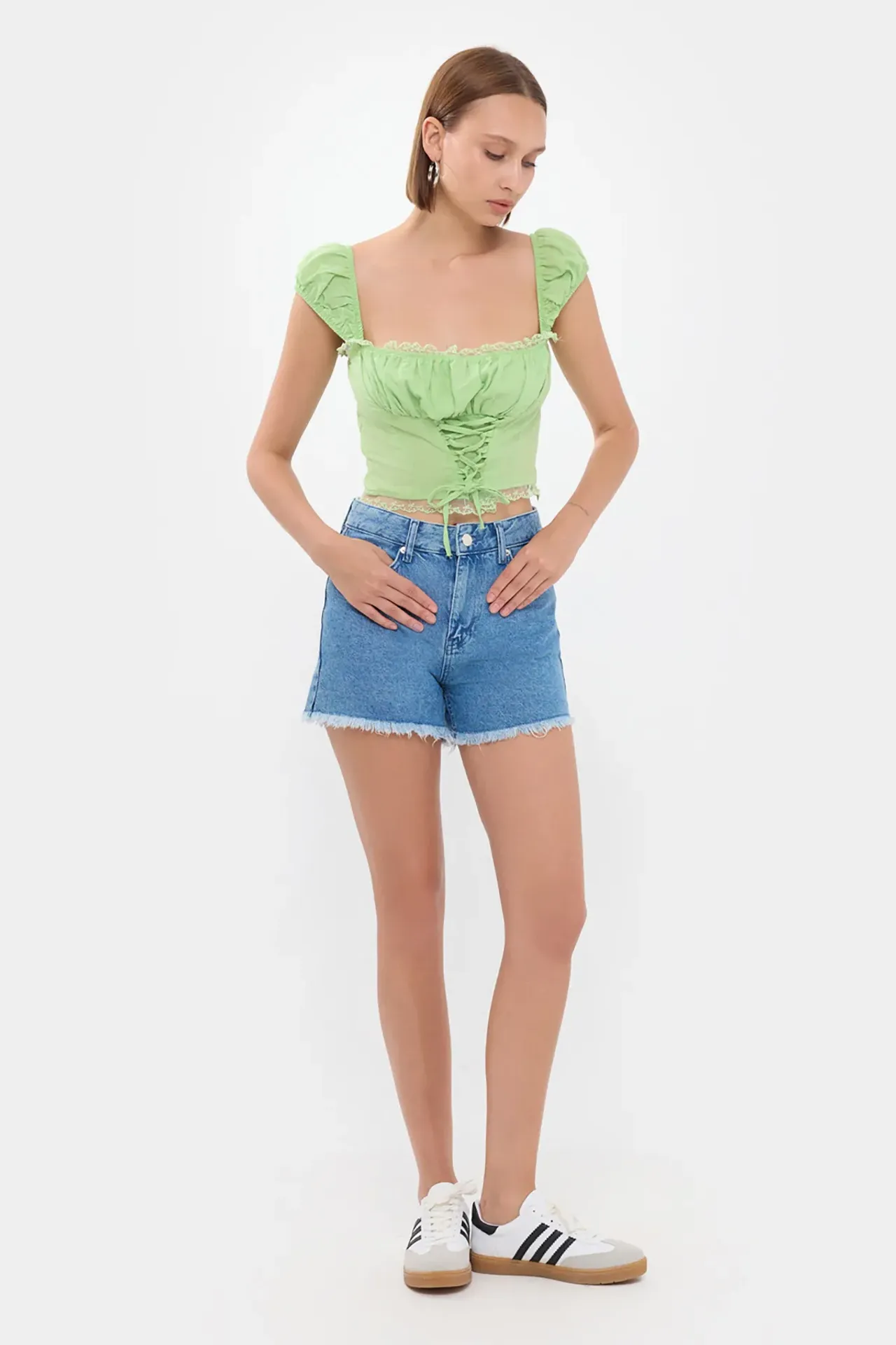 Square Neck Lace Up Corset Top