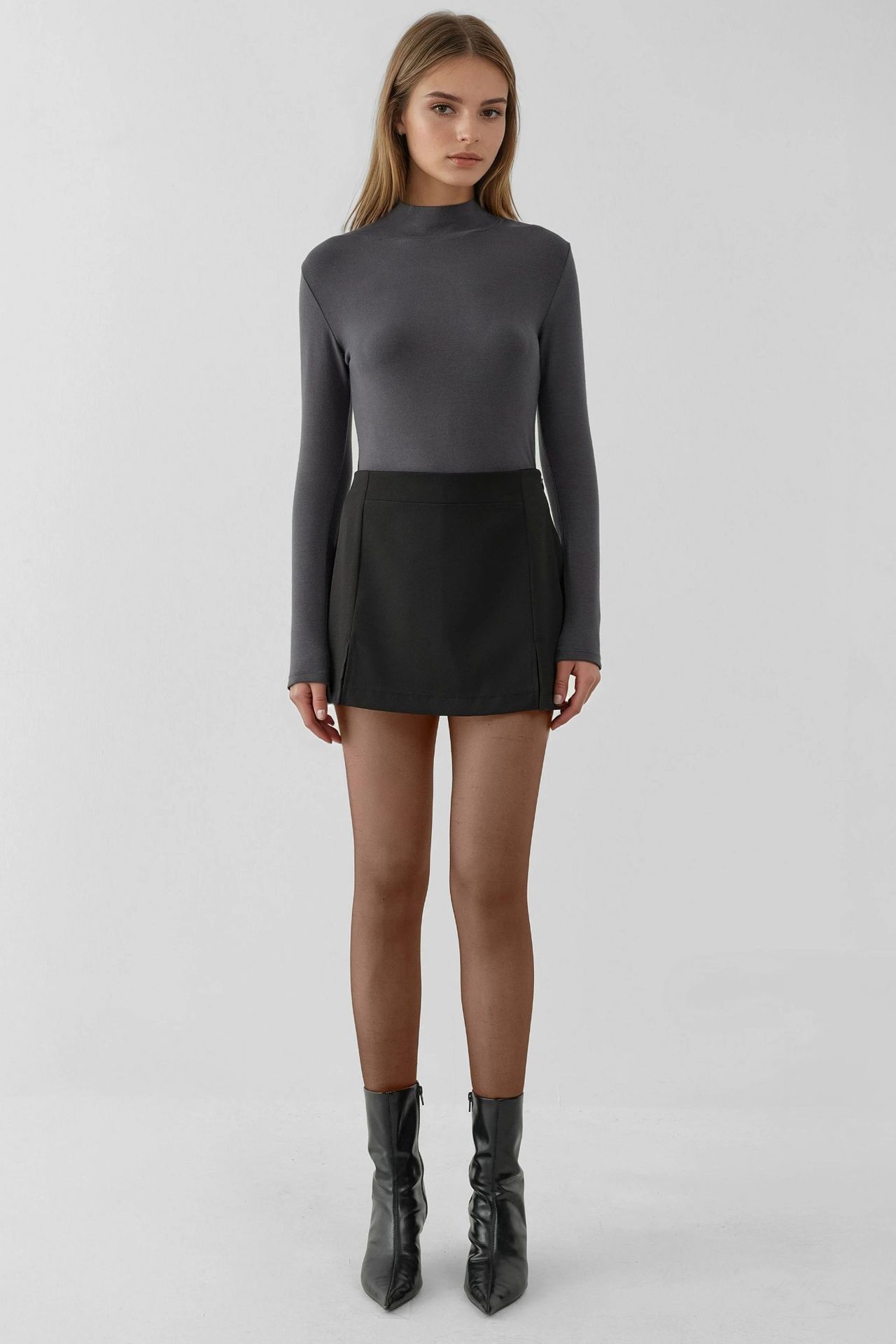 High Waist Mini Skorts with Double Slits 6