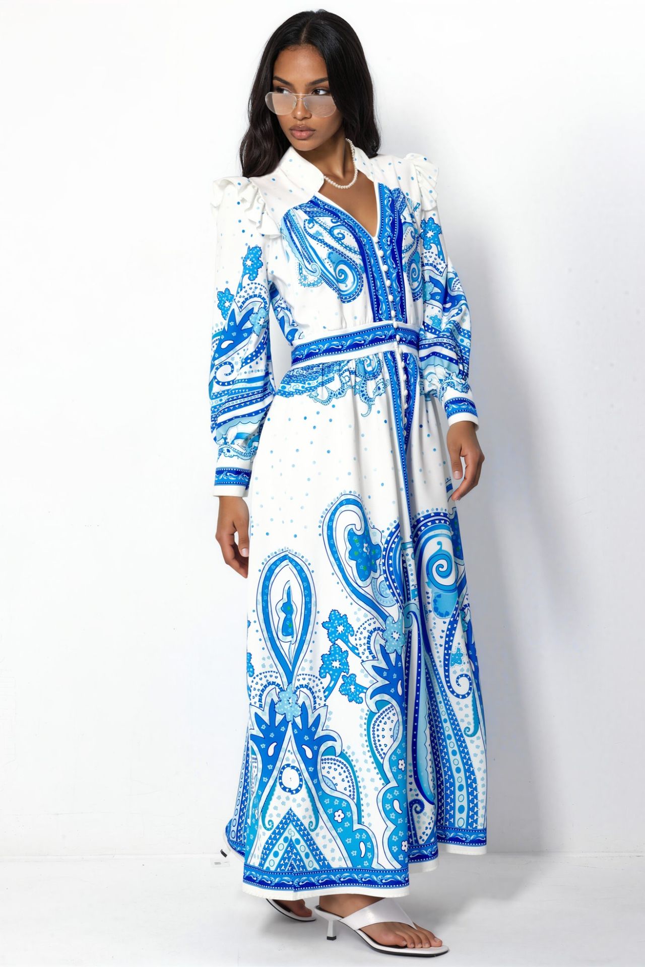 MSN V-Neck Paisley Maxi Dress with Slit 2