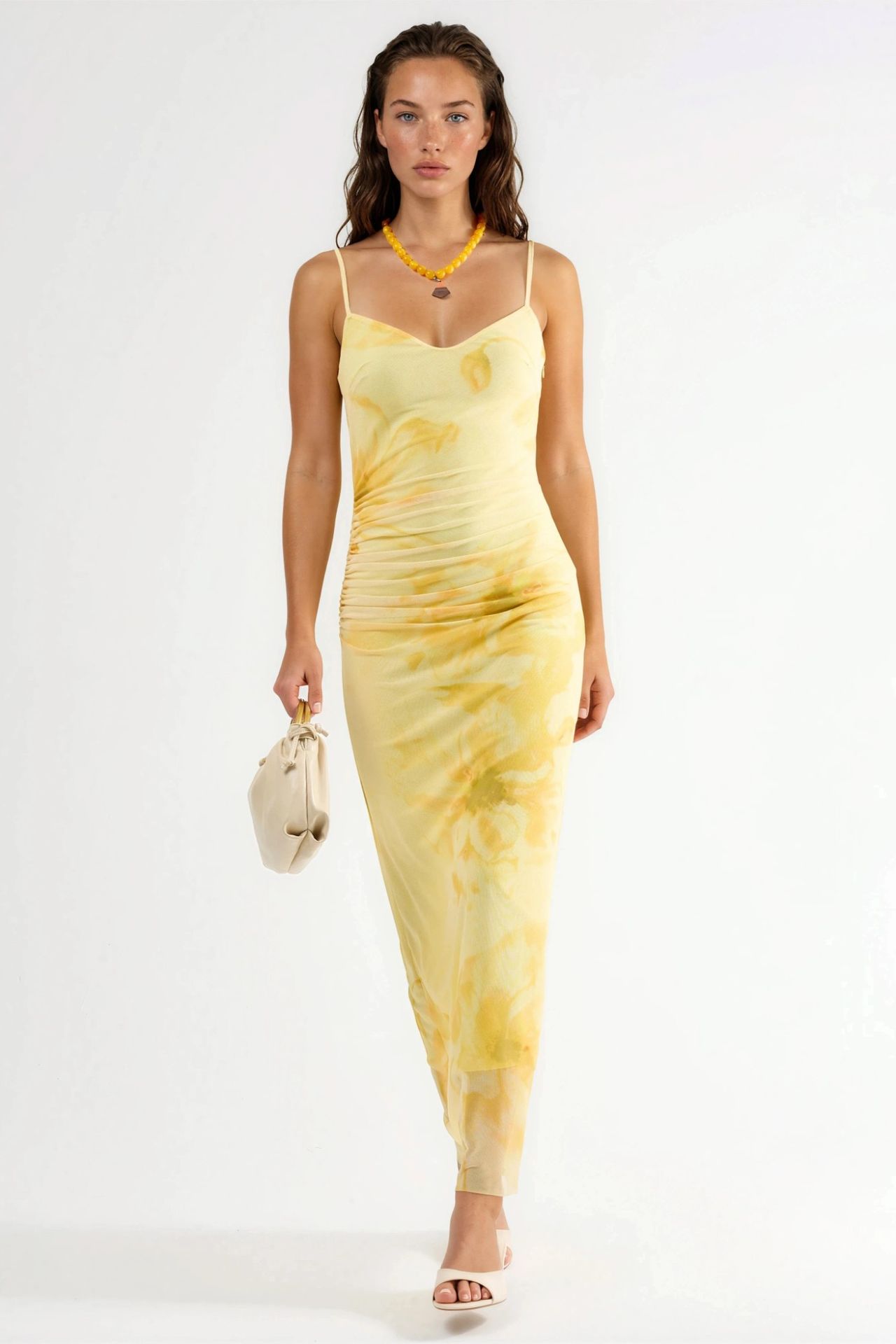 BUSEM Floral Bodycon Midi Dress with Drape 1