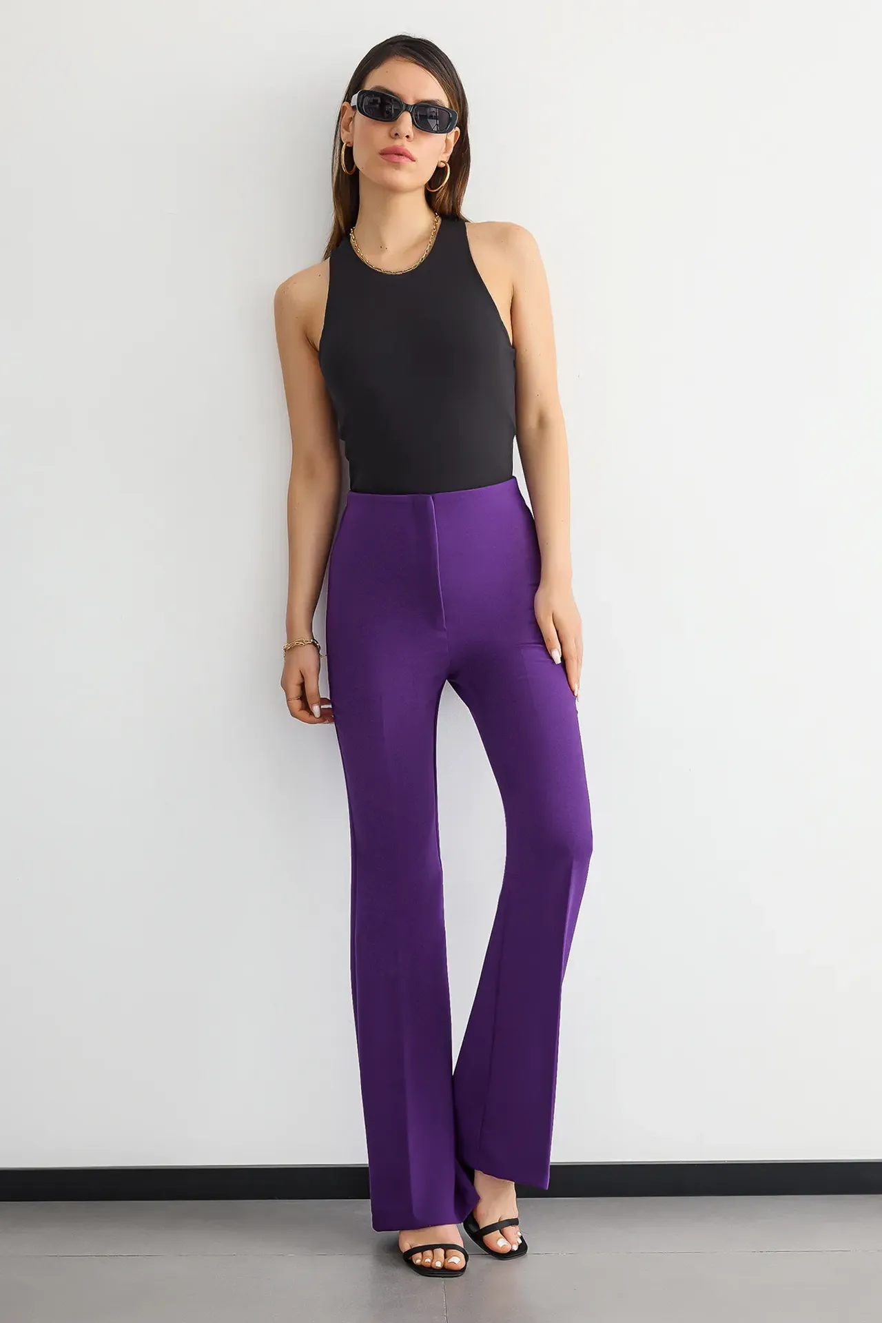 High-Waist Straight-Leg Trousers