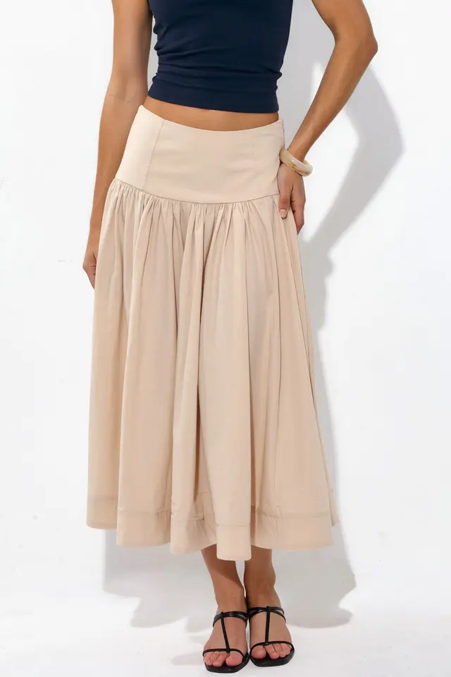 BUSEM High-Waist A-Line Midi Skirt