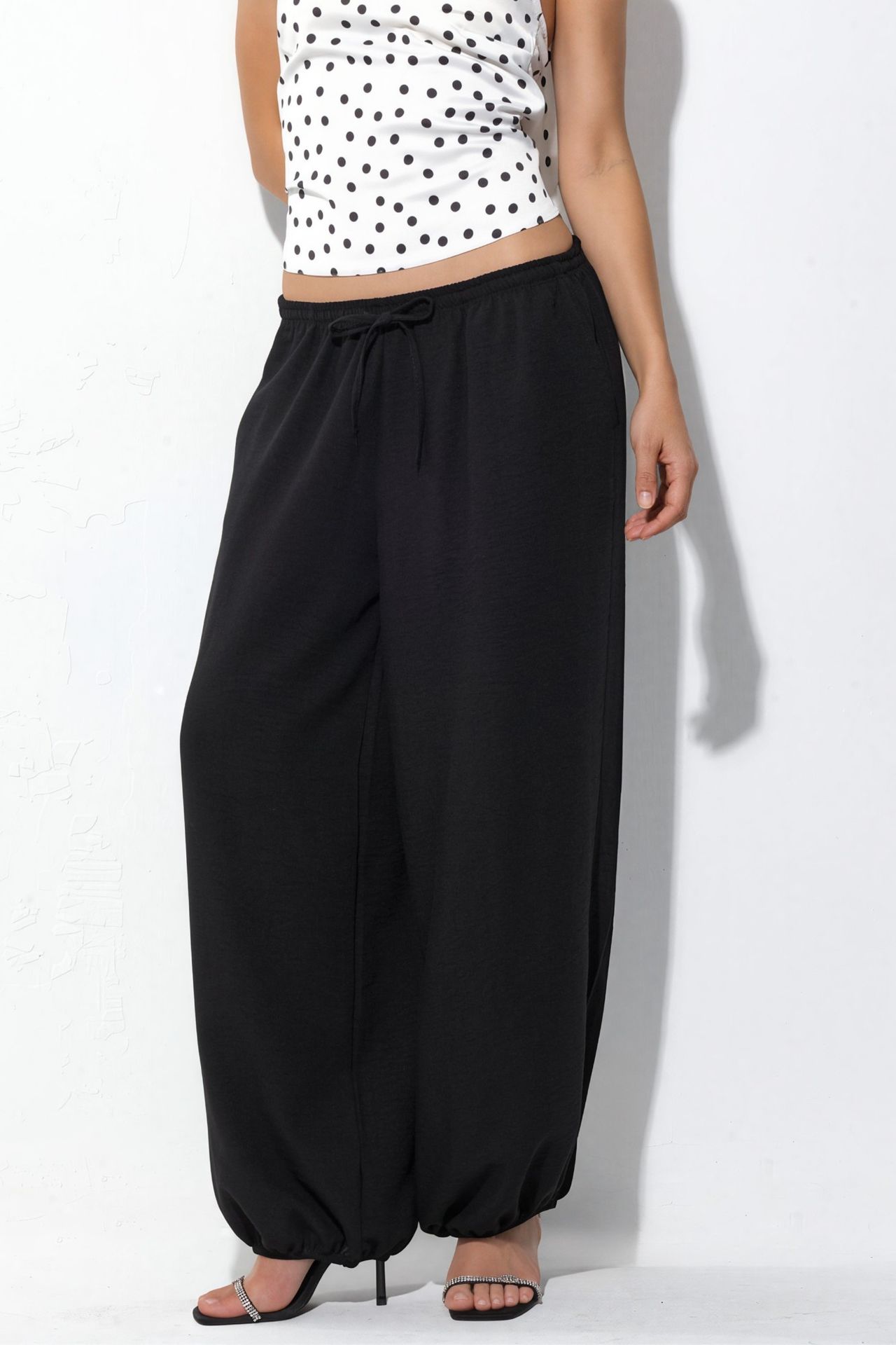 BUSEM Wide-Leg Woven Trousers with Drawstring Waist 1