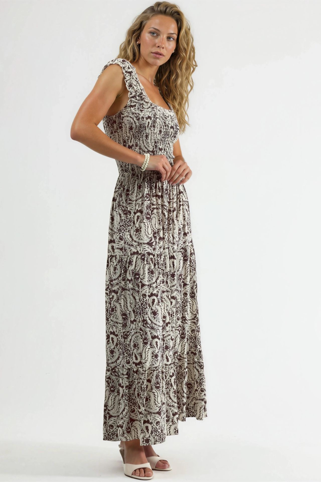 BUSEM Paisley Print Maxi Dress with Square Collar 4