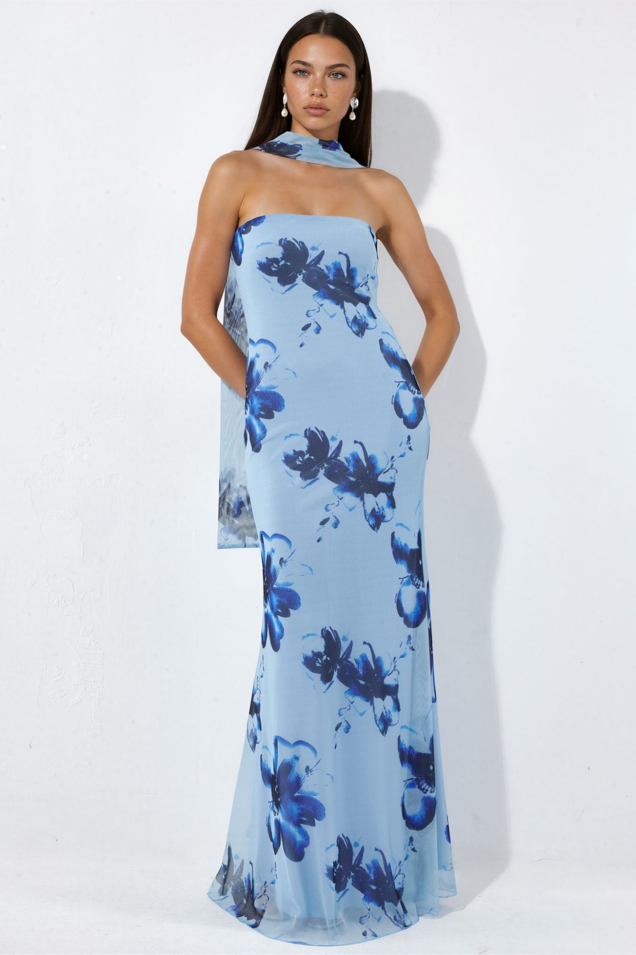 Strapless Flowering Bodycon Maxi Dress 2