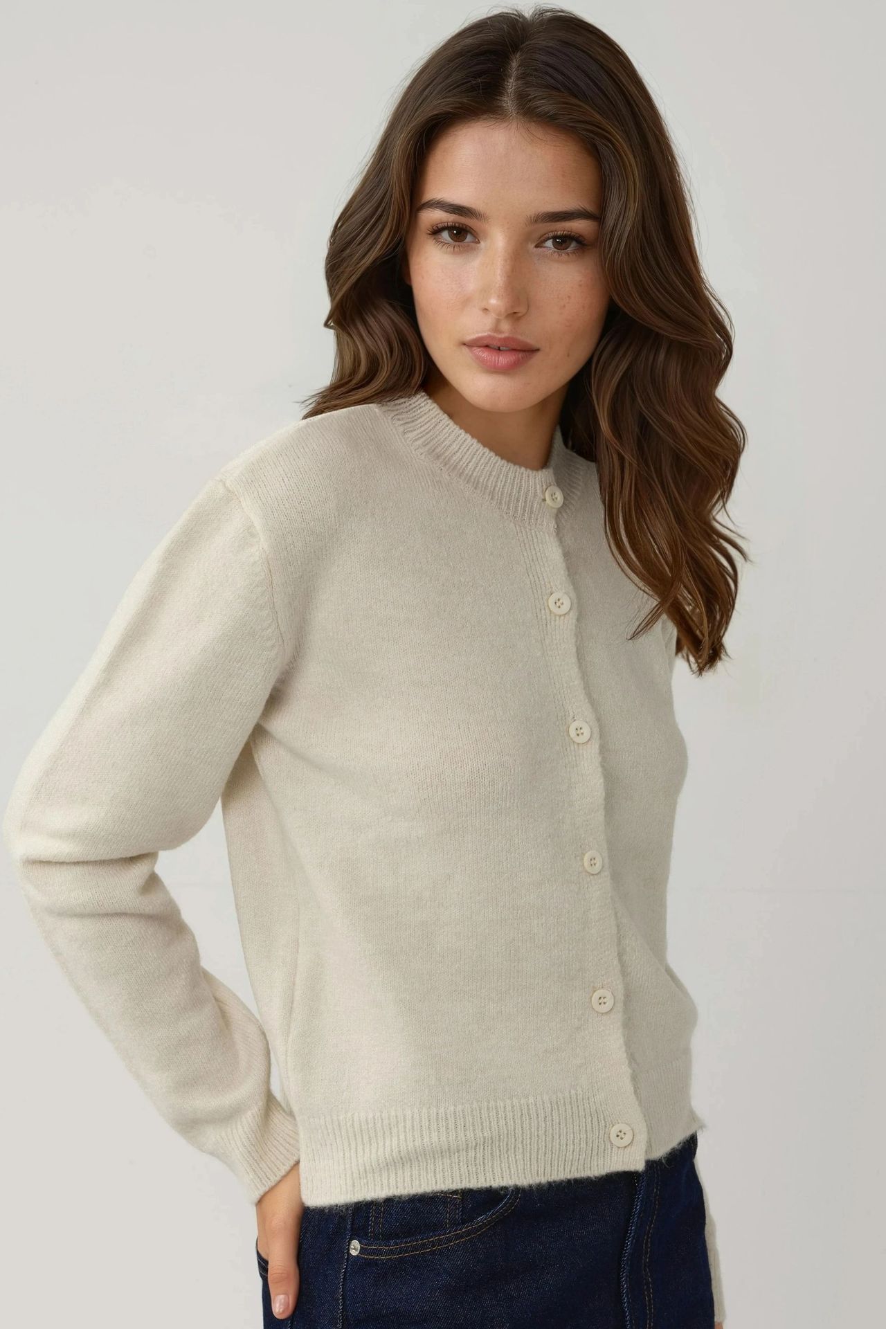Crew Neck Knitwear Soft Touch Cardigan 4